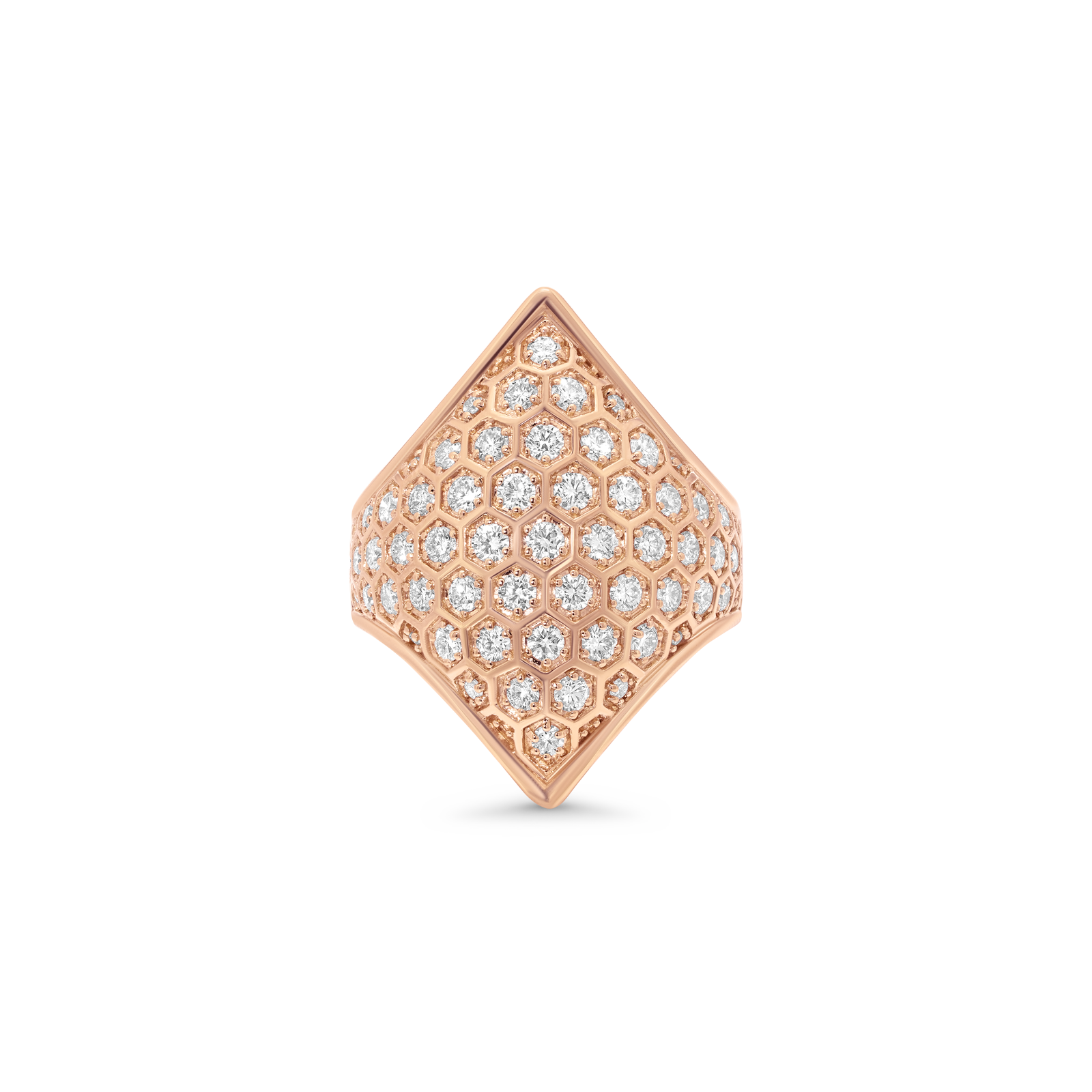 Honey Comb Gold & Diamond Marquise Ring