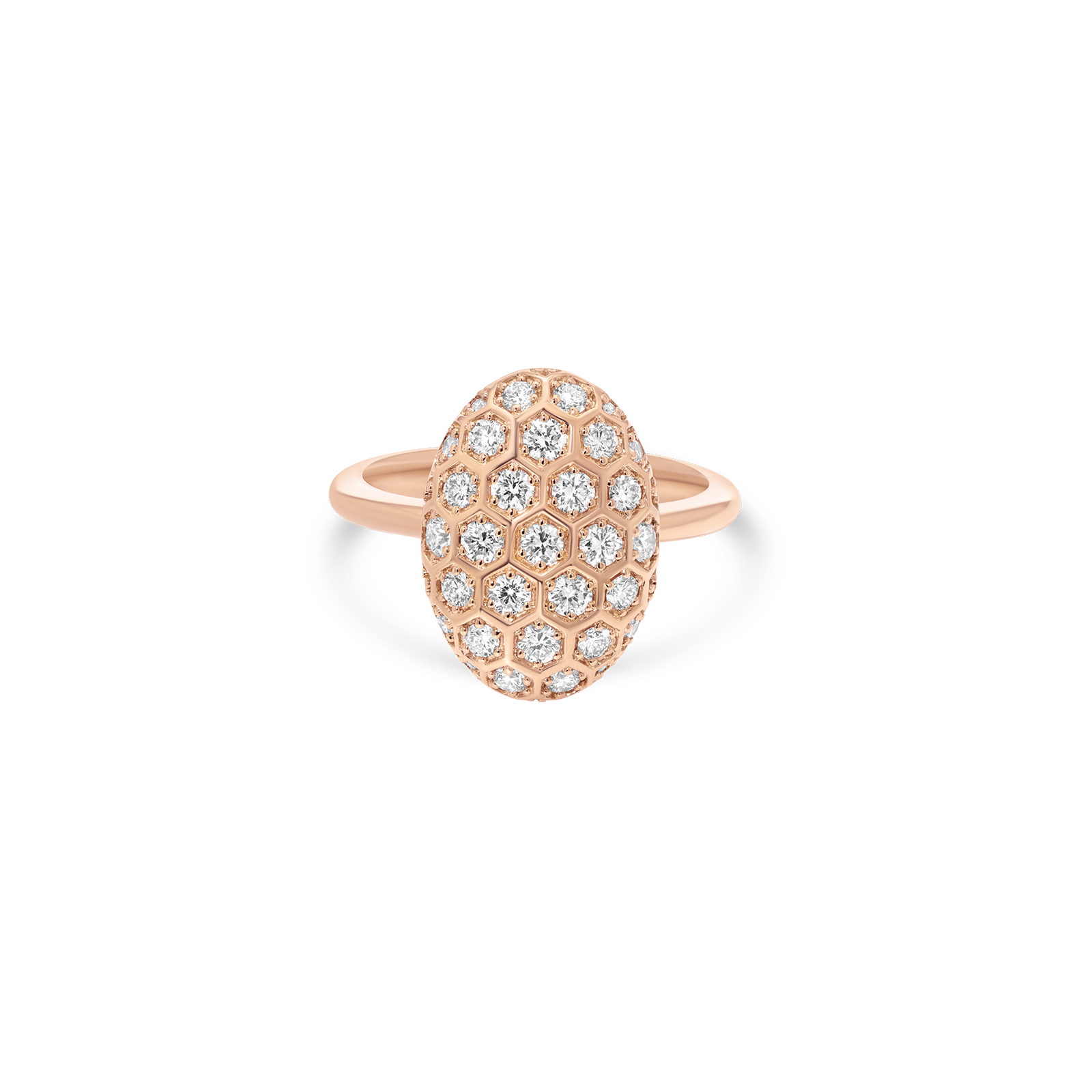 Honey Comb Gold & Diamond Oval Ring