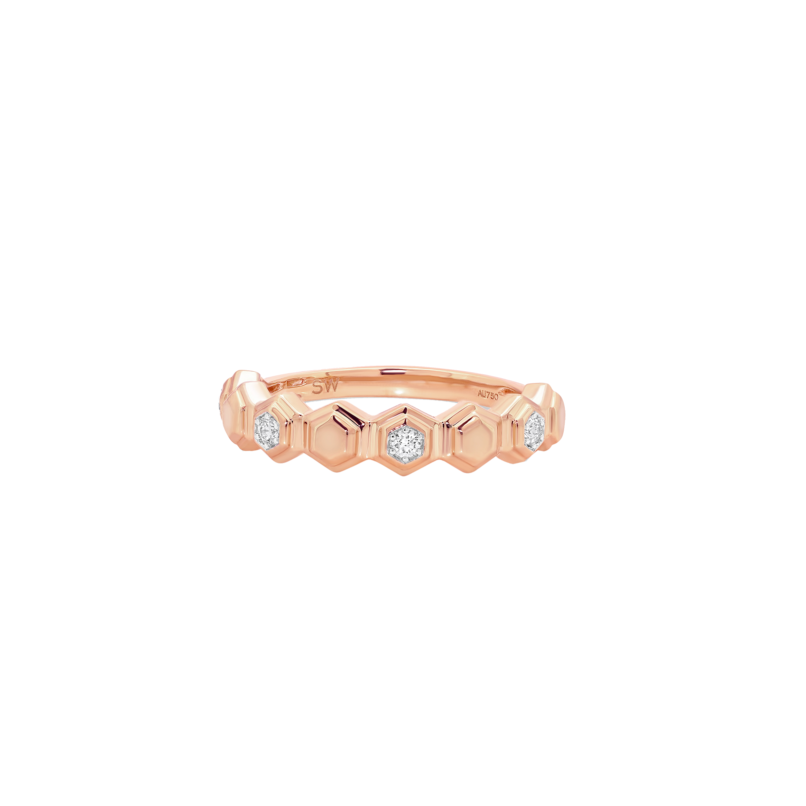 Honey Comb Gold & Diamond Partial Eternity Ring