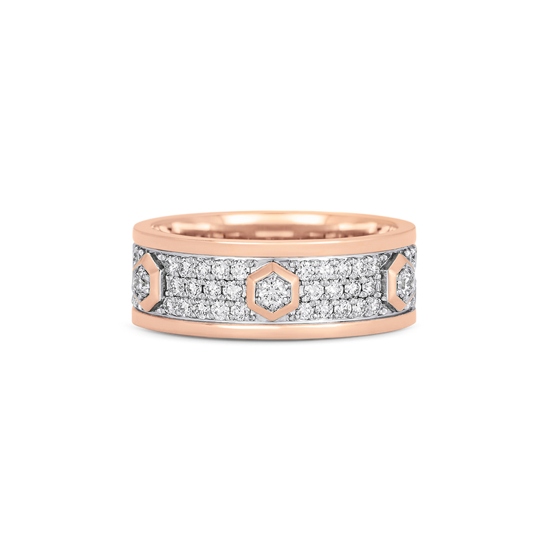 Honey Comb Gold and Diamond Pave Ring