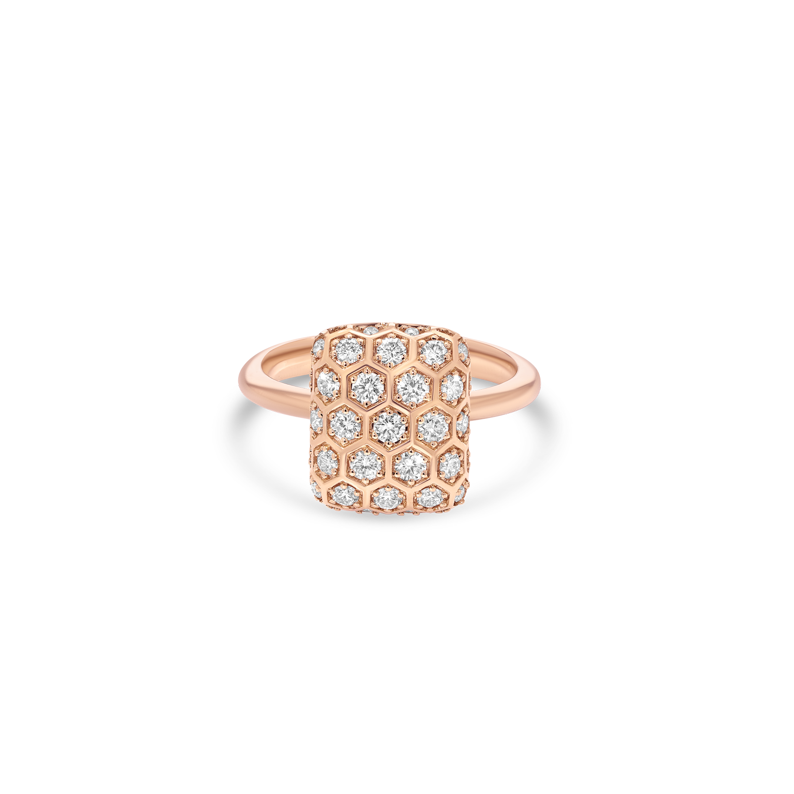 Honey Comb Gold & Diamond Square Ring