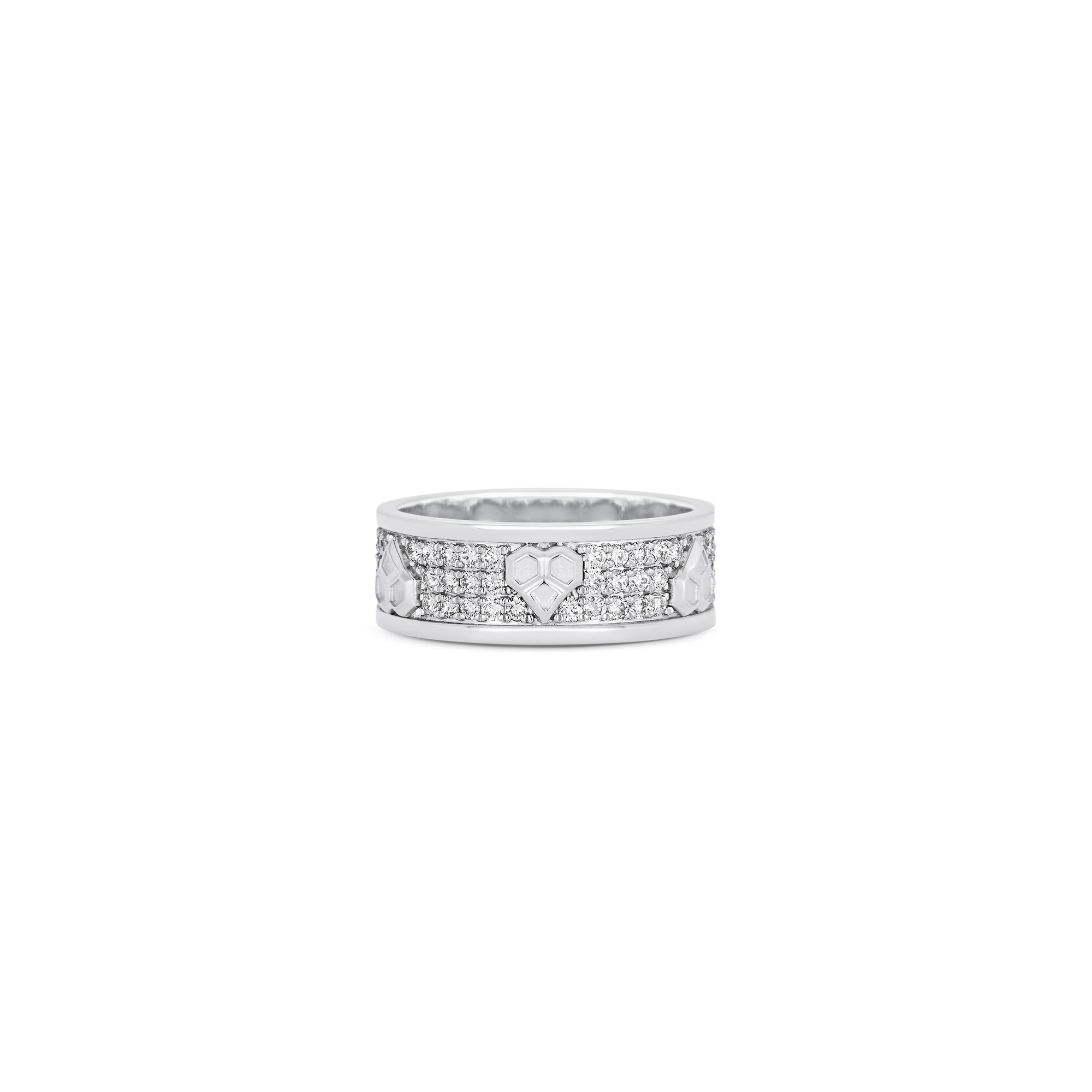 Honey Comb Gold and Diamond Heart Pave Ring