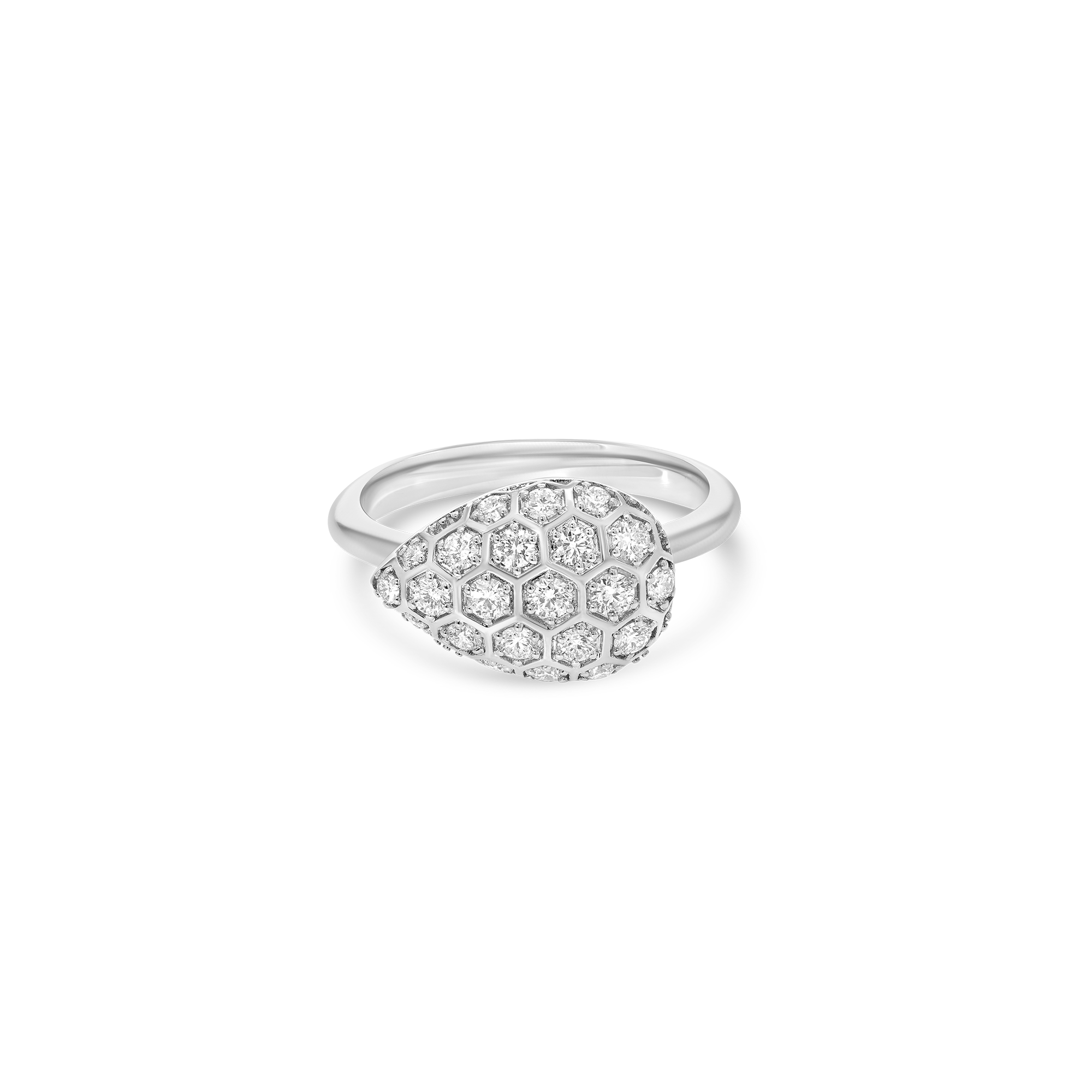Honey Comb Gold & Diamond Pear Ring
