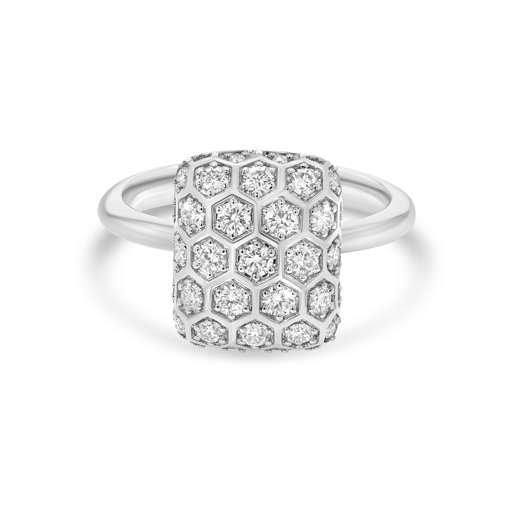 Honey Comb Gold & Diamond Square Ring