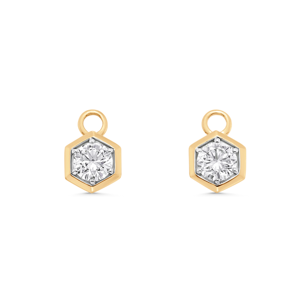 Honey Comb Gold and Diamond Earring Charms