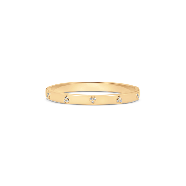 Honey Comb Gold and Diamond Heart Bangle