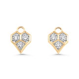 Honey Comb Gold and Diamond Heart Earring Charms