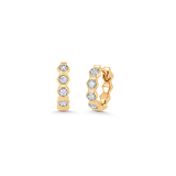 Honey Comb Gold and Diamond Huggie Earrings