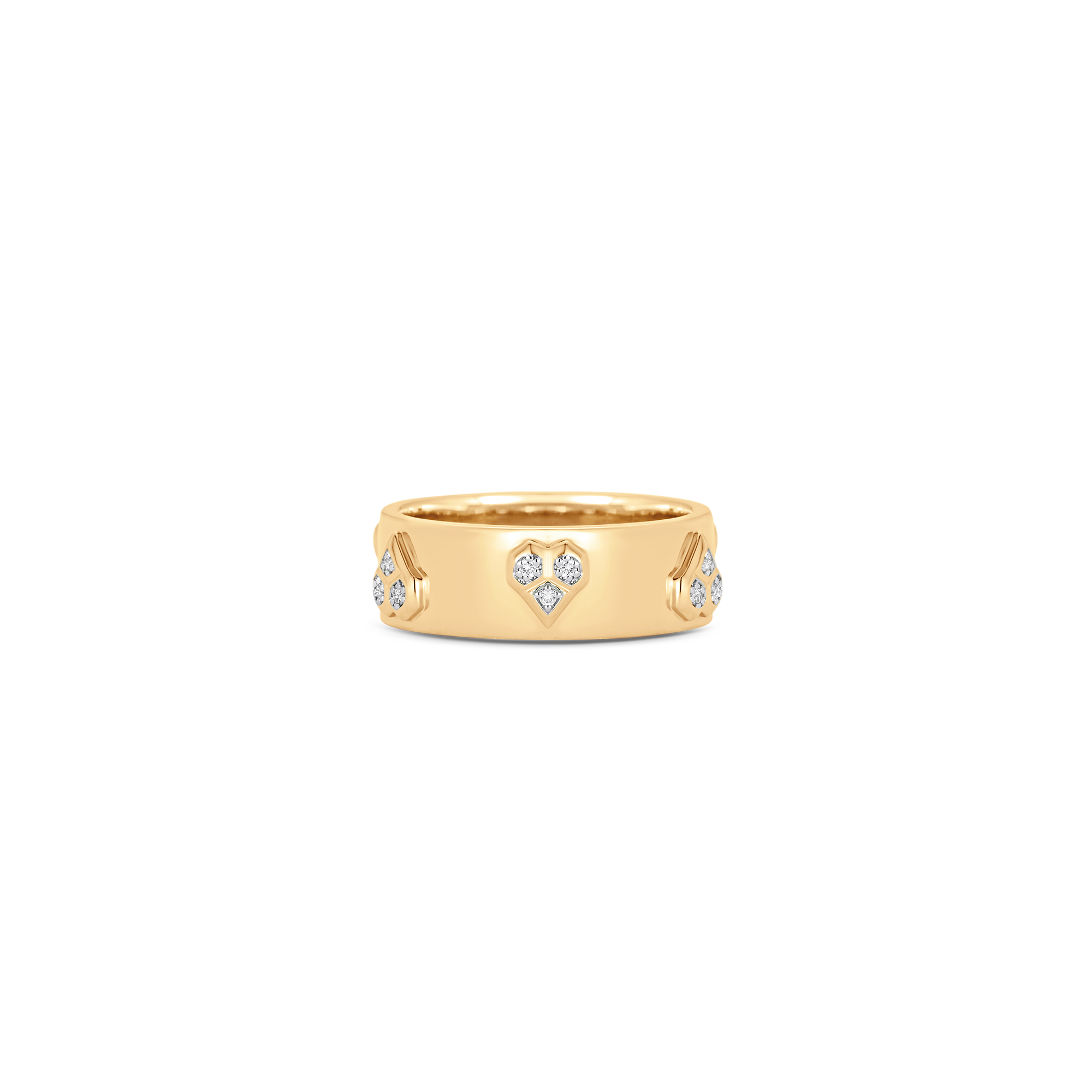 Honey Comb Gold and Diamond Heart Solid Ring
