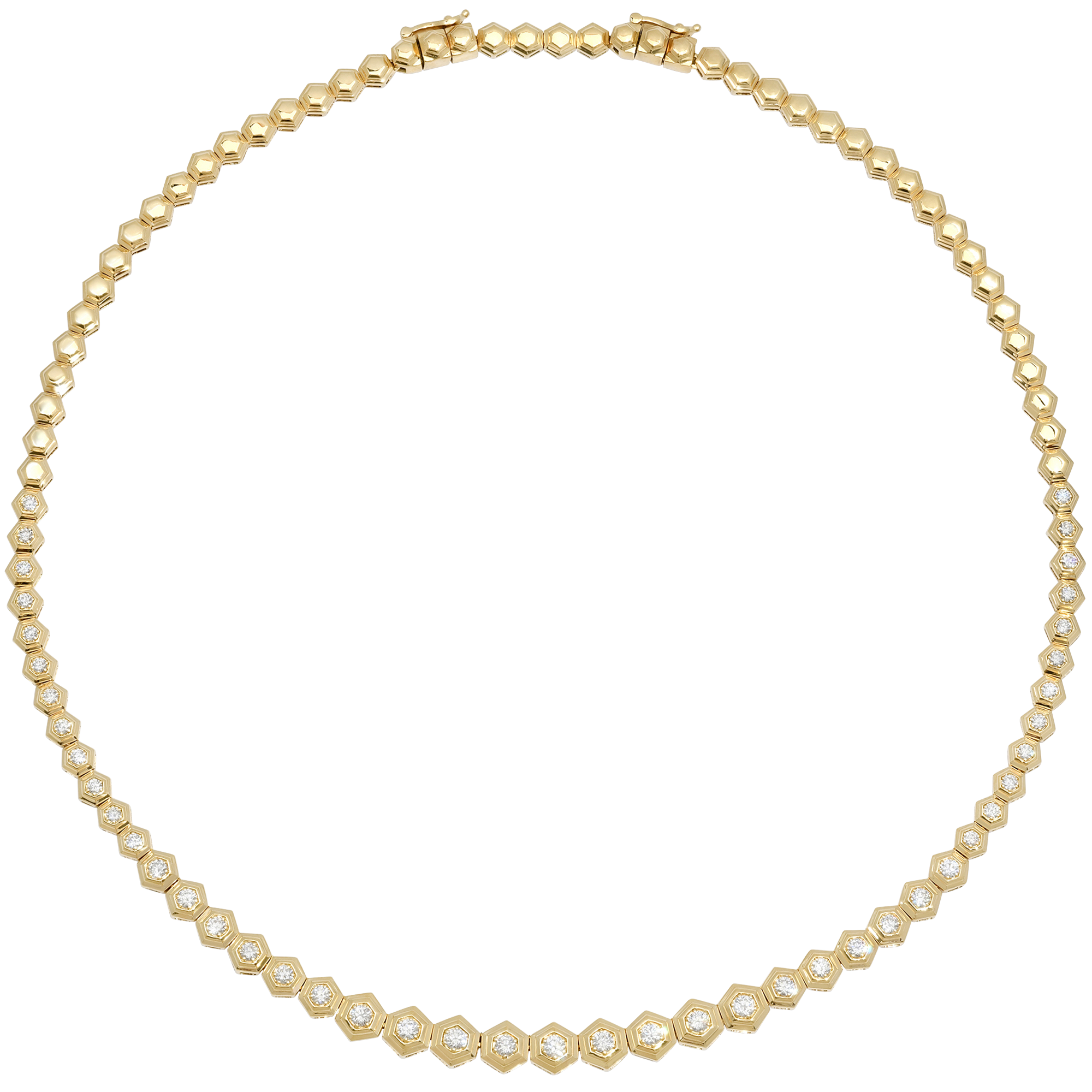 Honey Comb Gold & Diamond Partial Graduated Choker