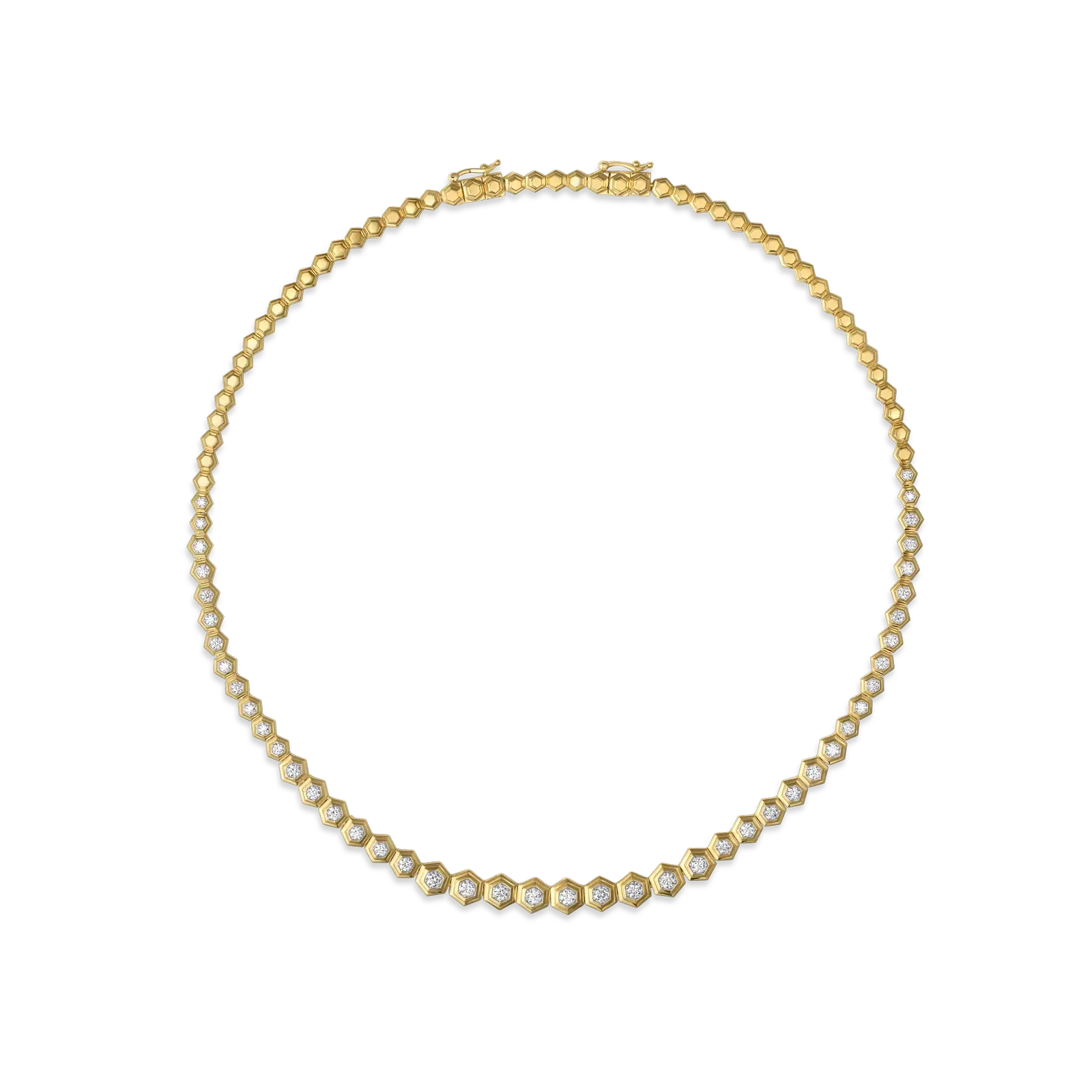 Honey Comb Gold & Diamond Partial Graduated Choker