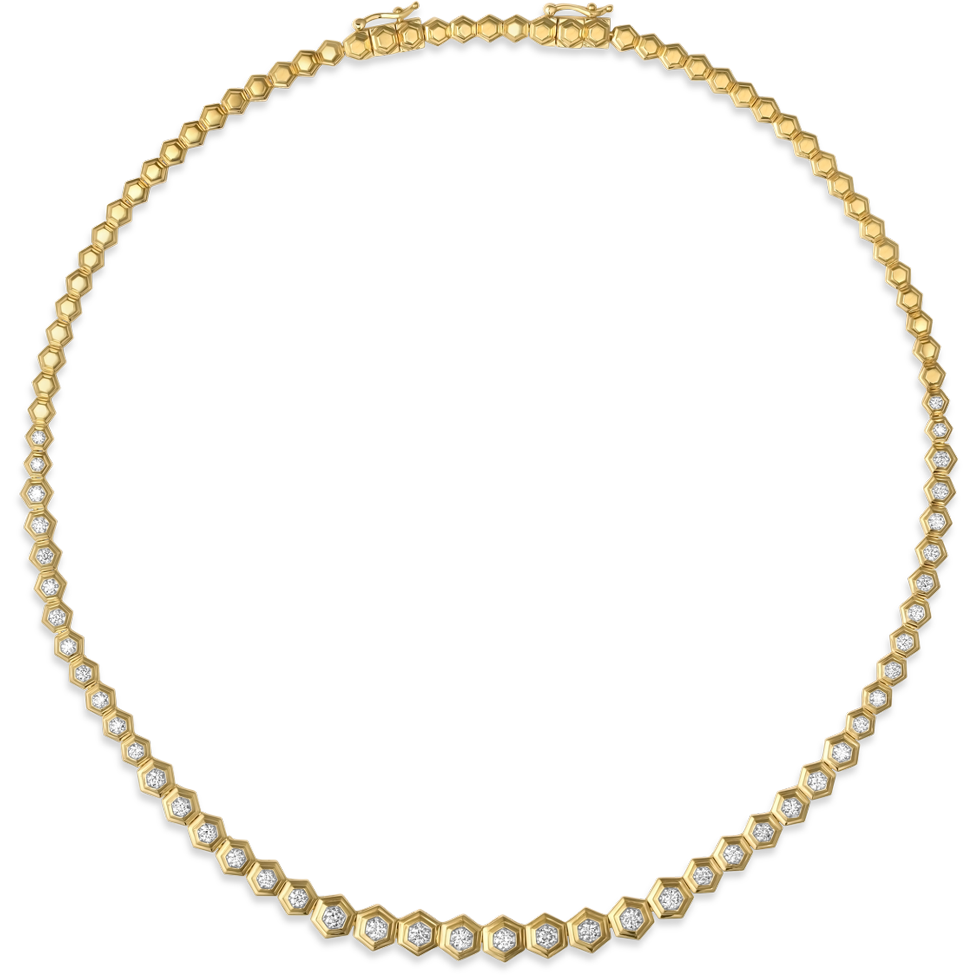 Honey Comb Gold & Diamond Partial Graduated Choker