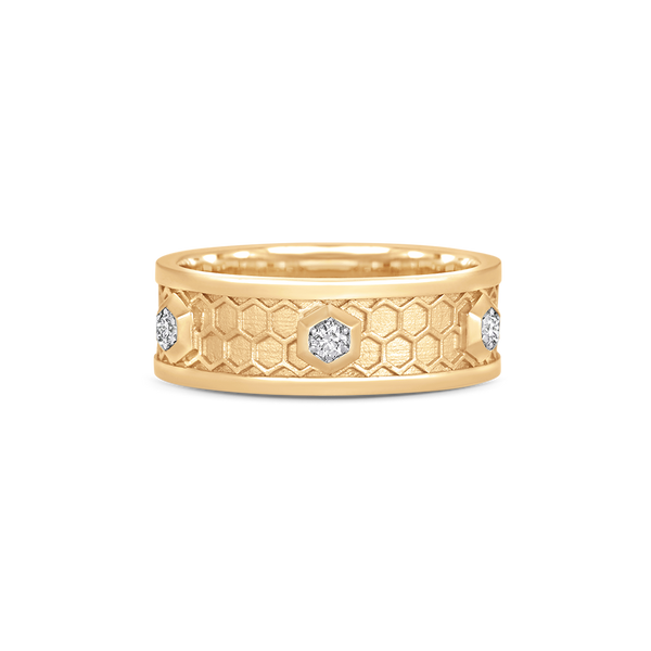 Honey Comb Gold and Diamond Ring