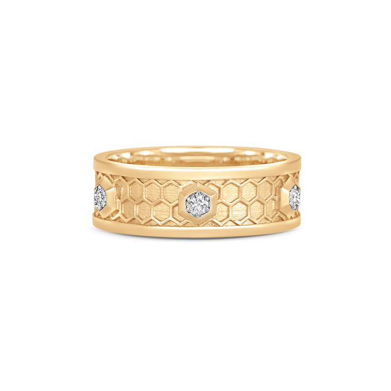 Honey Comb Gold and Diamond Ring