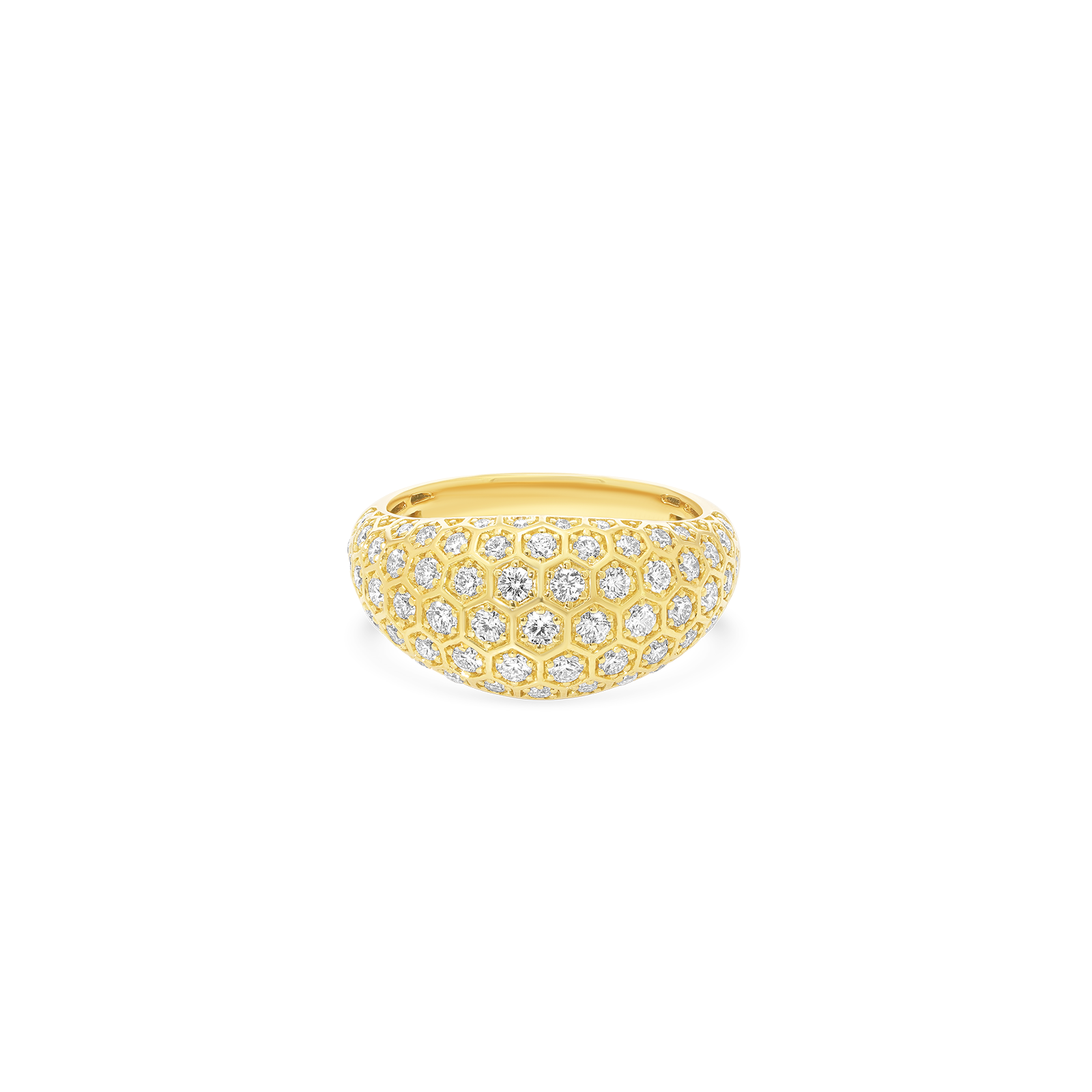 Honey Comb Gold & Diamond Signet Ring