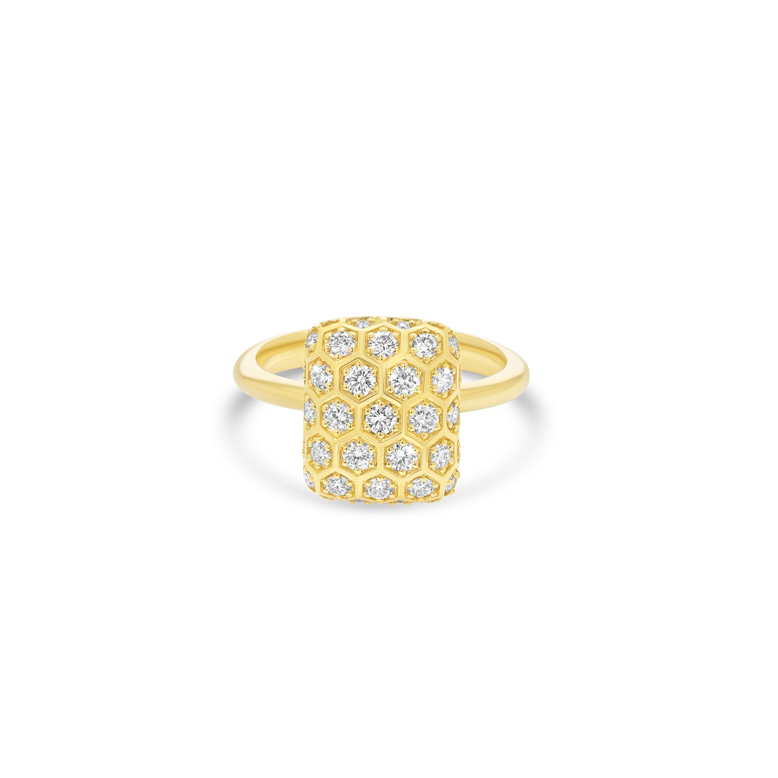 Honey Comb Gold & Diamond Square Ring