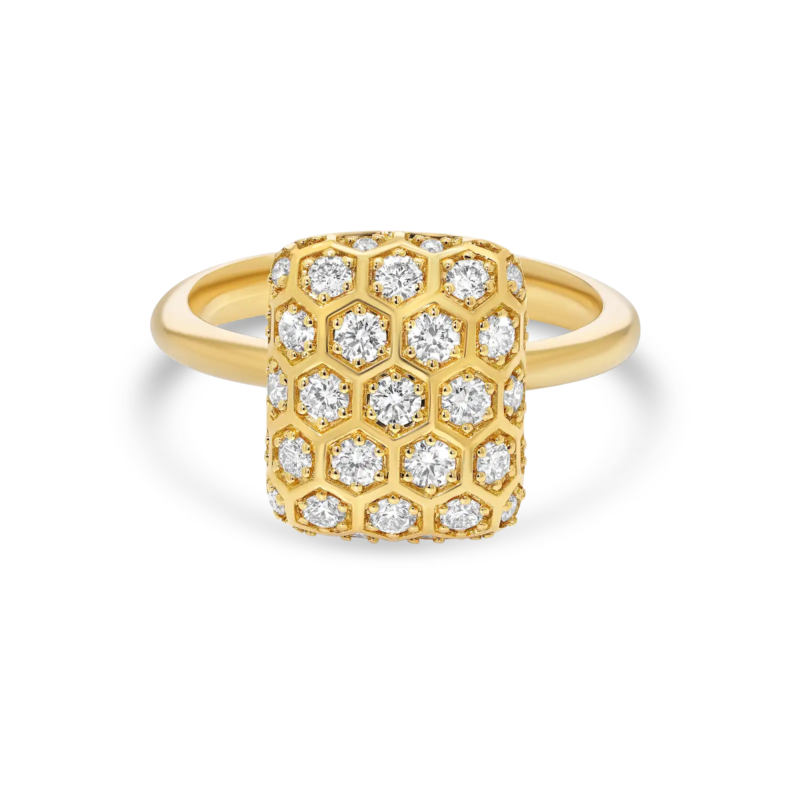 Honey Comb Gold & Diamond Square Ring