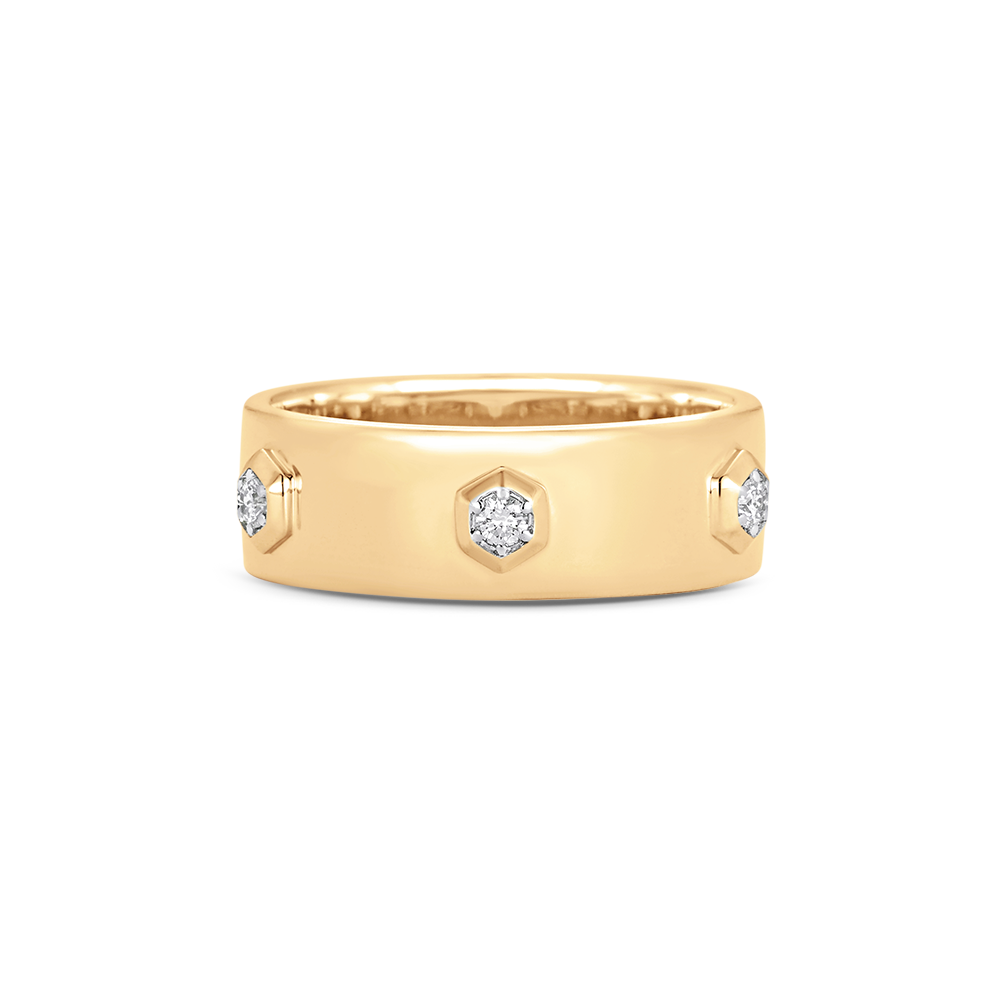 Honey Comb Gold and Diamond Solid Ring