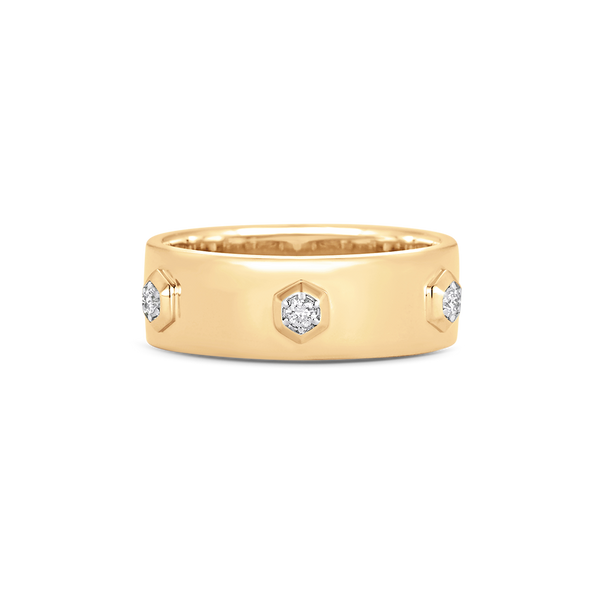 Honey Comb Gold and Diamond Solid Ring