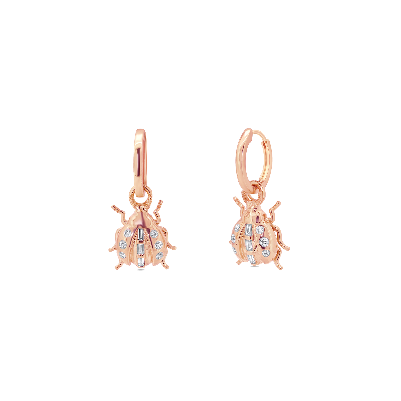 Lady Bug Gold & Diamond Earring with Charm