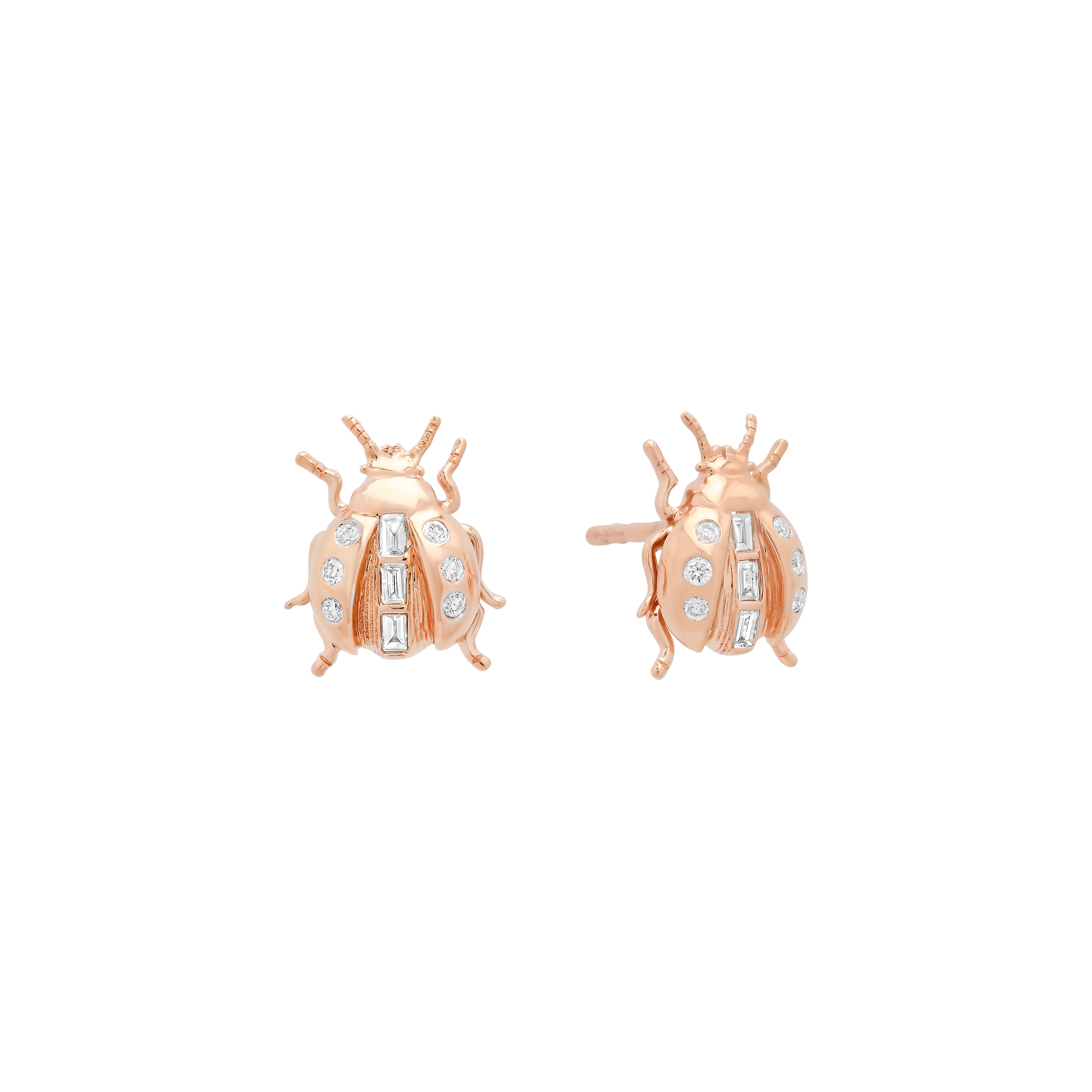 Lady Bug Gold & Diamond Stud Earrings