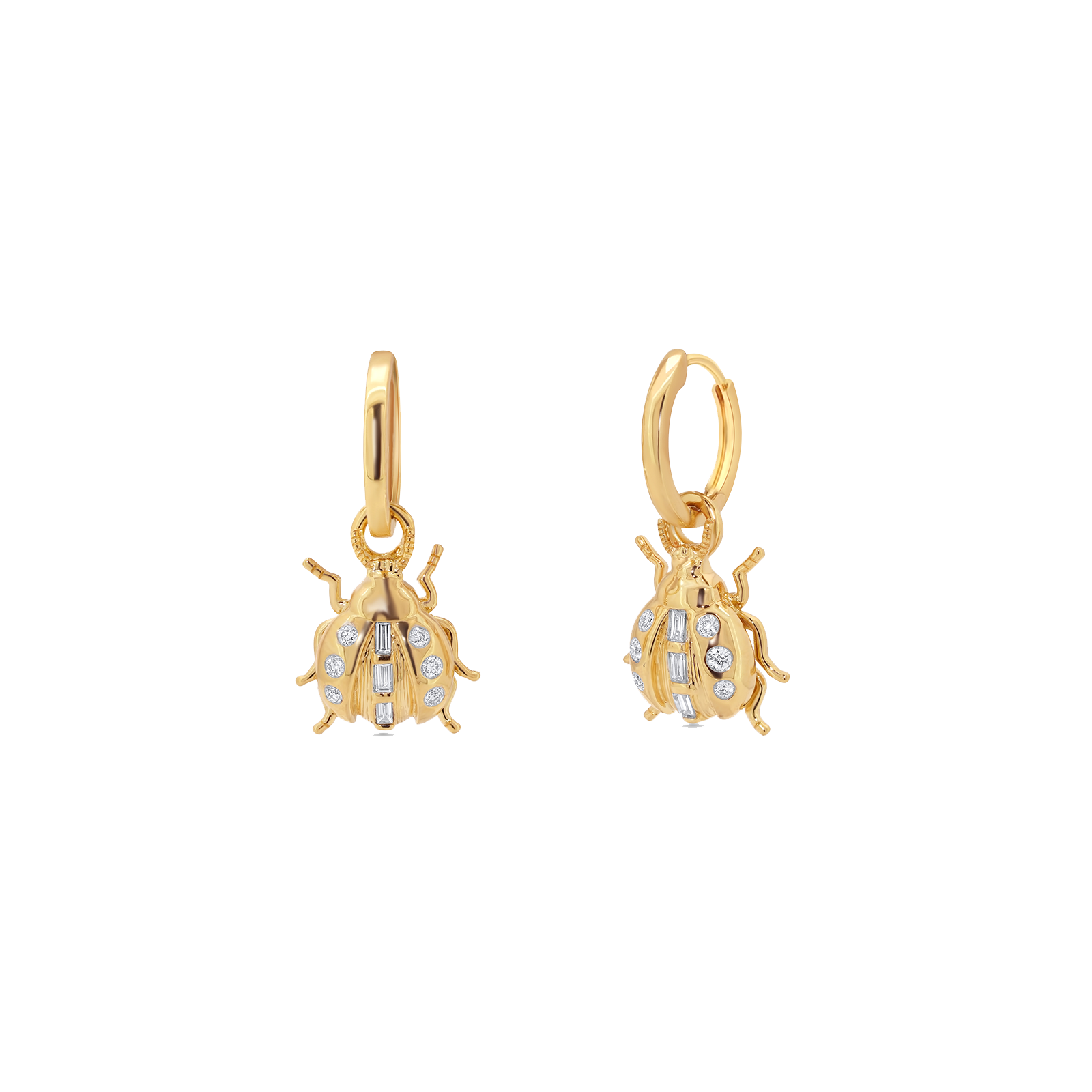 Lady Bug Gold & Diamond Earring with Charm