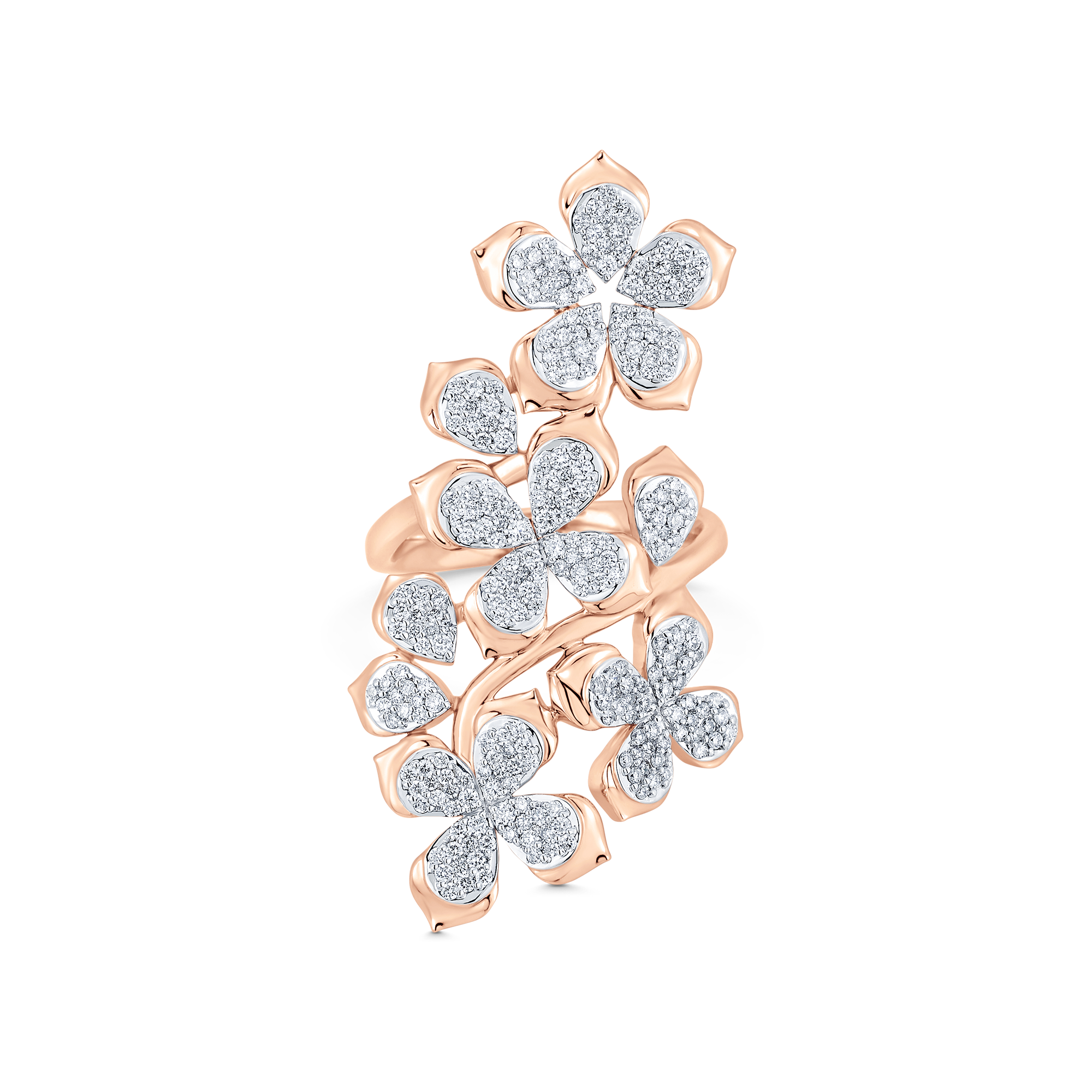 Lierre Gold and Diamond Pear Flower Ring