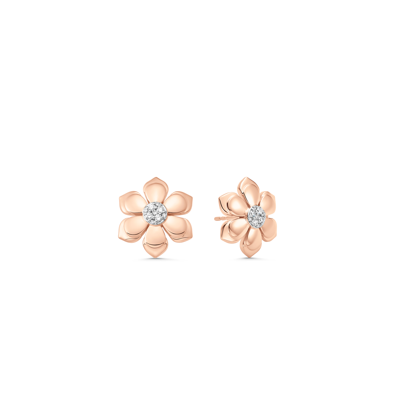 Lierre Gold and Diamond Pear Flower Petite Solid Studs