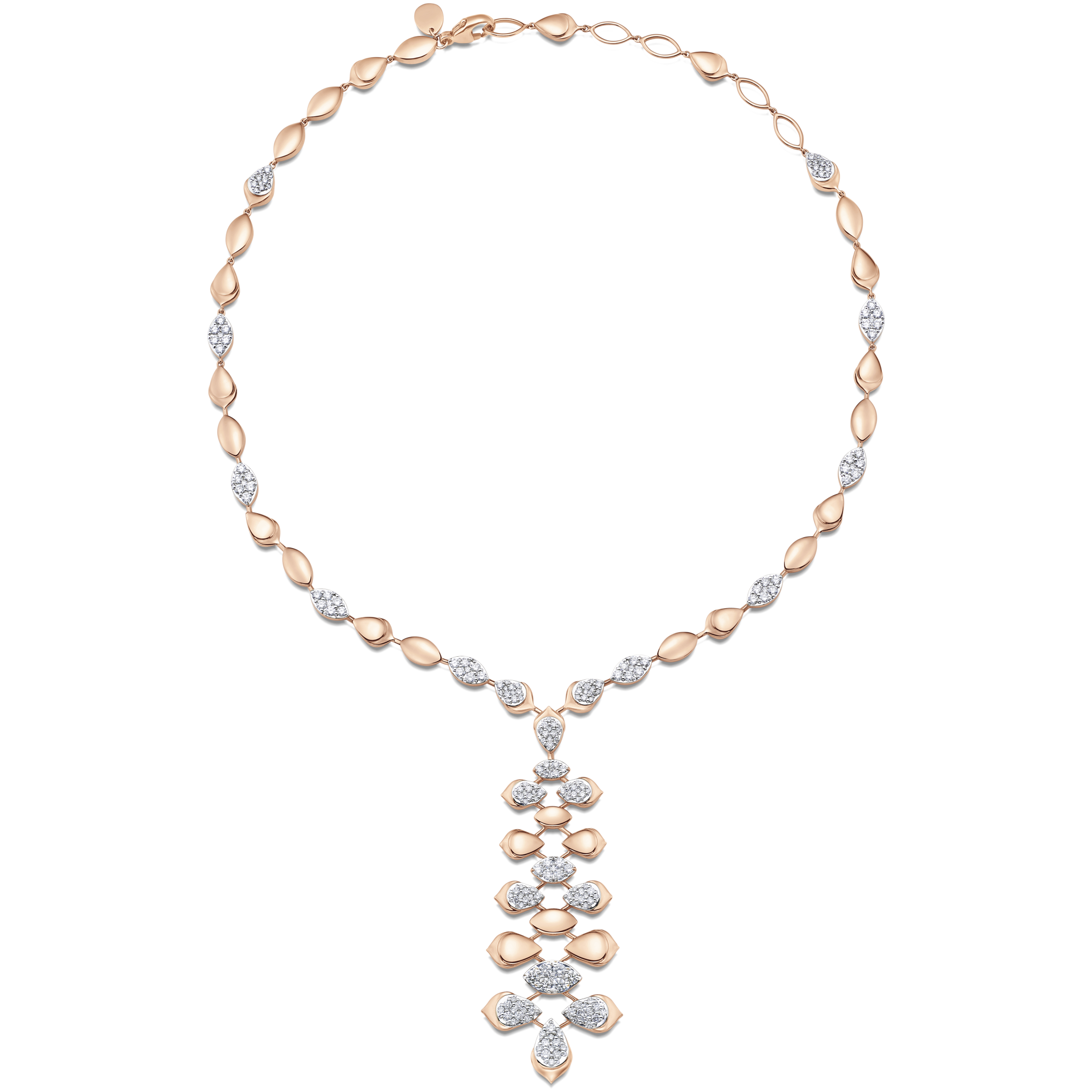 Lierre Gold and Diamond Partial Pear and Marquise Drop Necklace