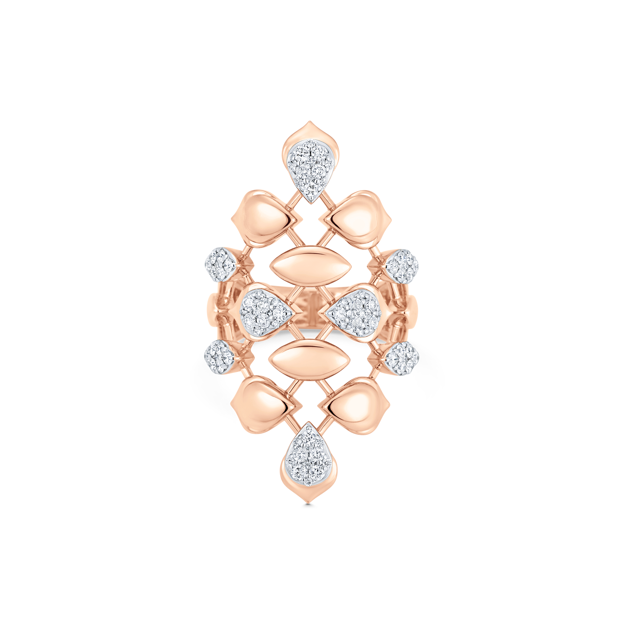Lierre Gold and Diamond Partial Marquise Pear Vertical Ring