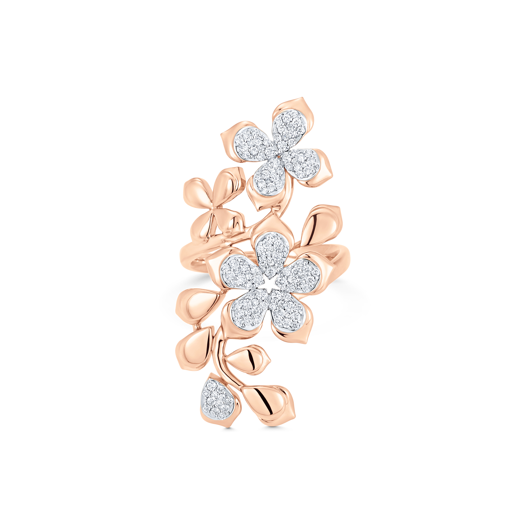 Lierre Gold and Diamond Partial Pear Flower Ring