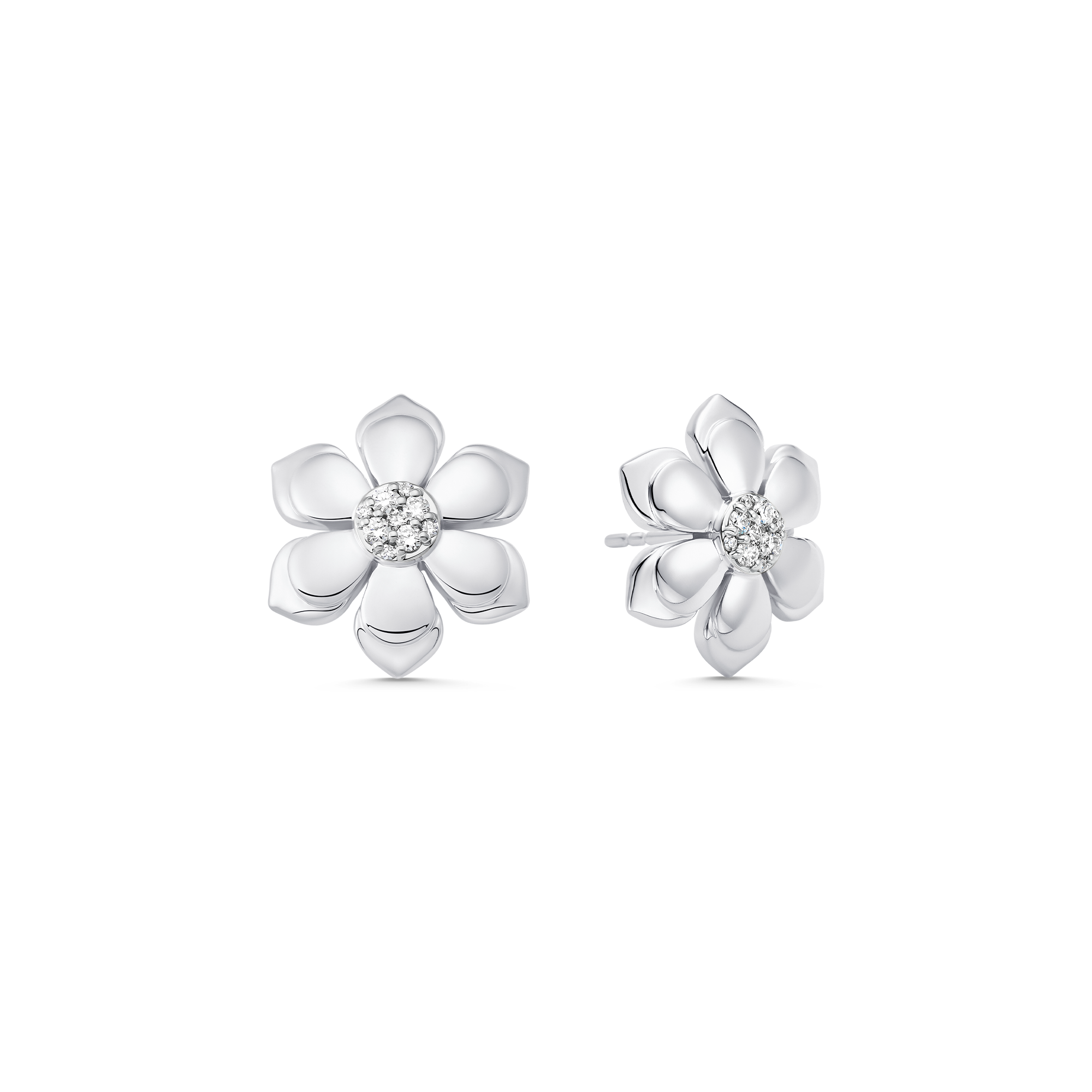 Lierre Gold and Diamond Pear Flower Petite Solid Studs