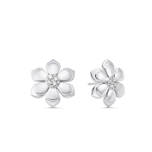 Lierre Gold and Diamond Pear Flower Petite Solid Studs