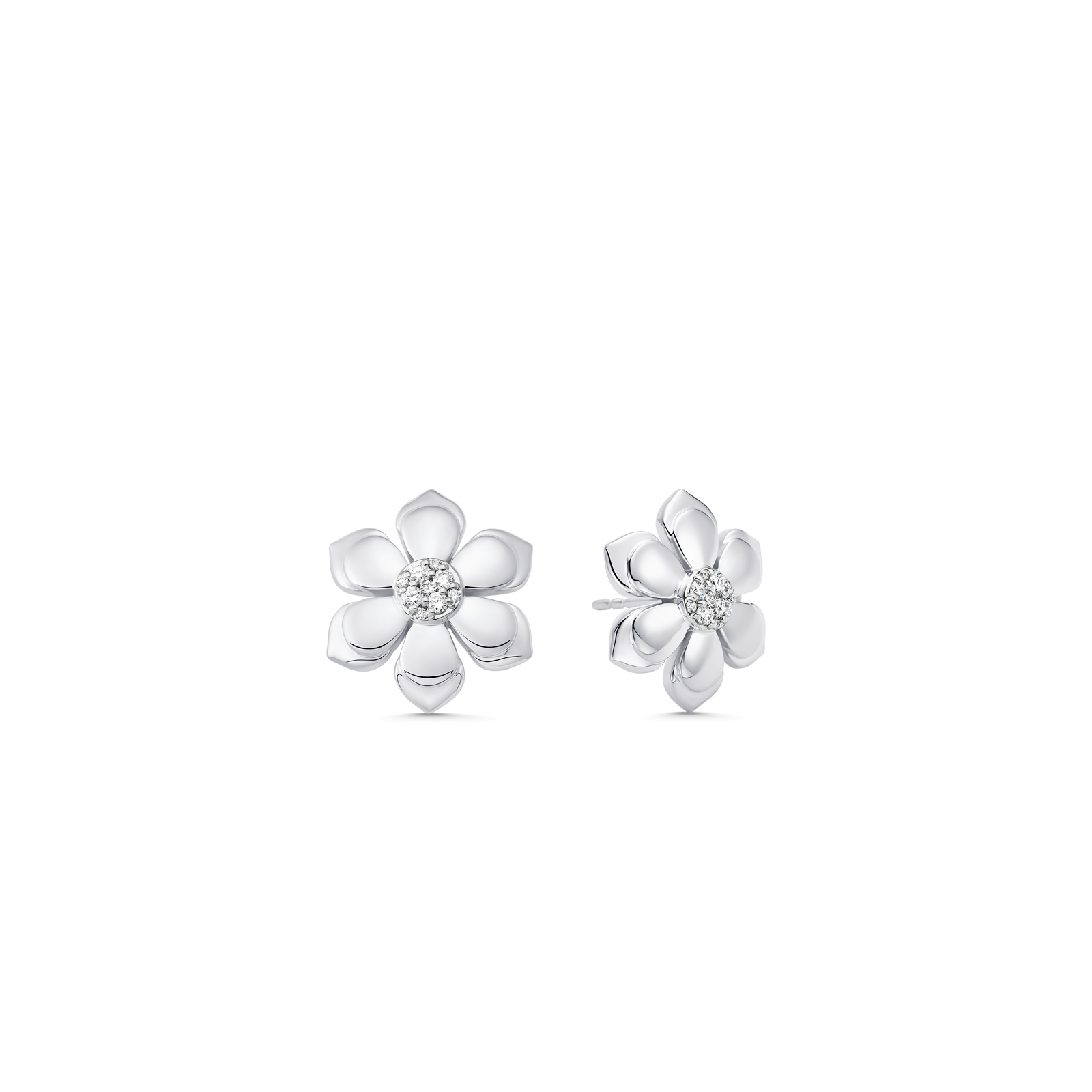 Lierre Gold and Diamond Pear Flower Petite Solid Studs