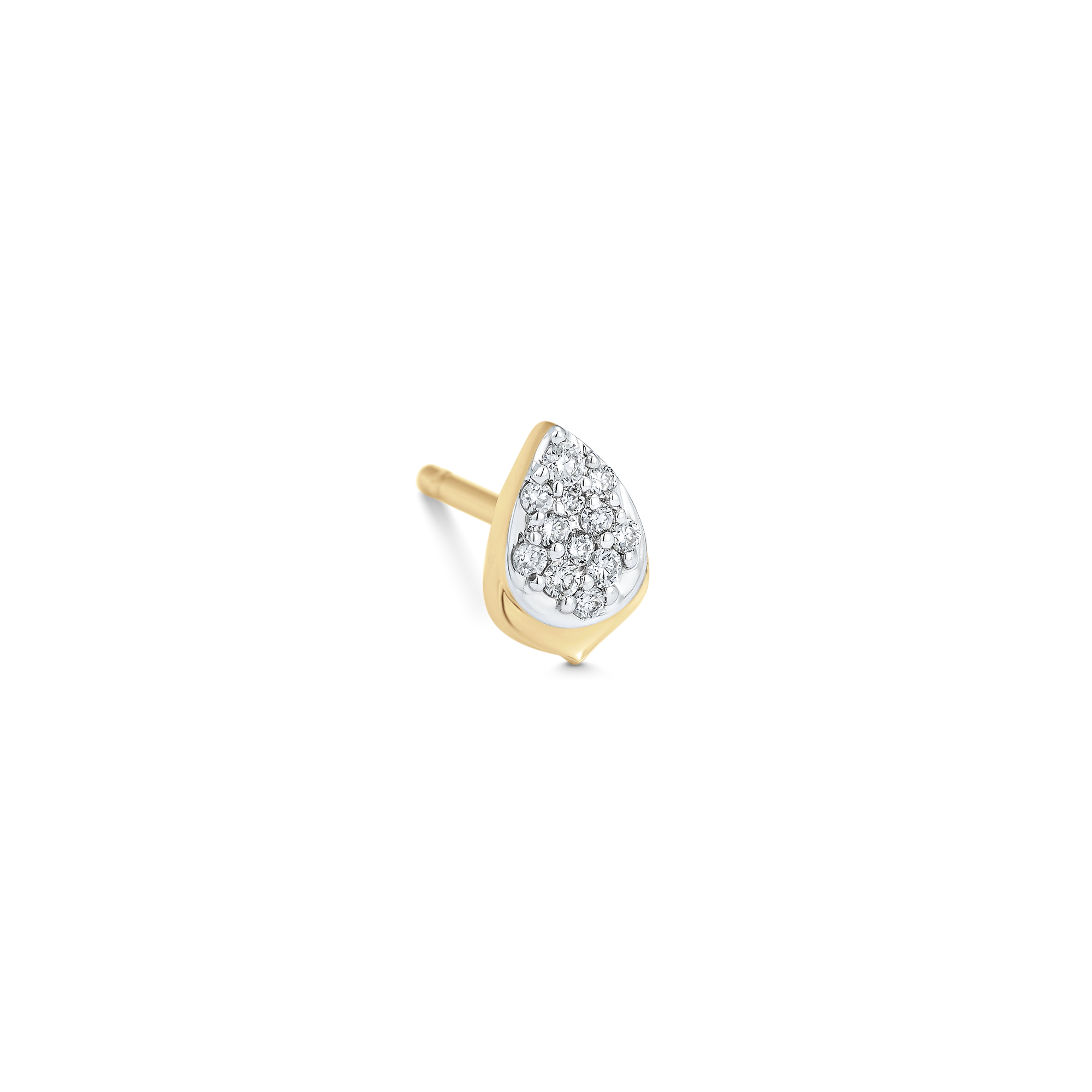 Lierre Diamond and Gold Large Pear with Solid Halo Stud Earring