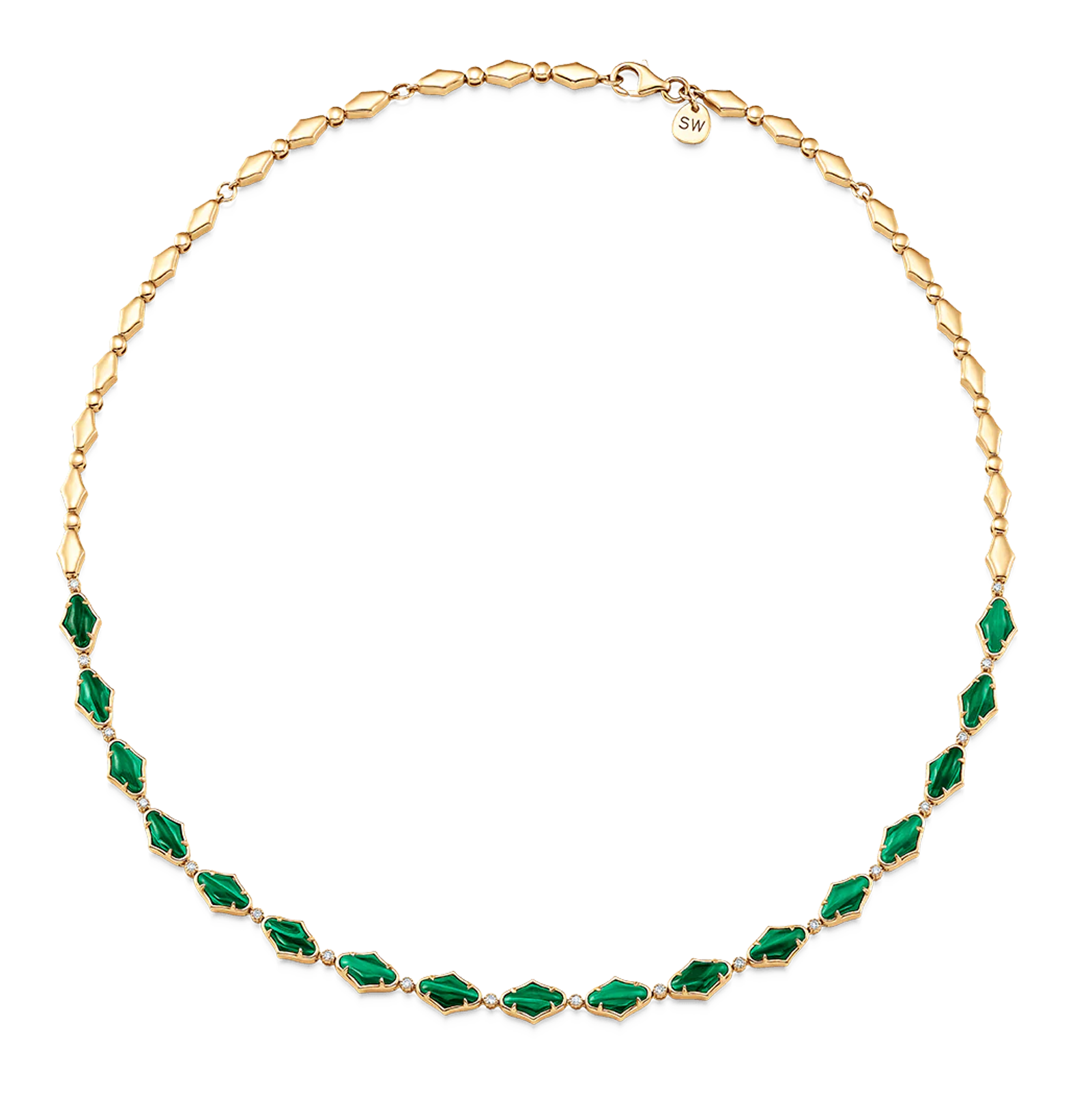 Lucia Malachite and Gold Choker Necklace