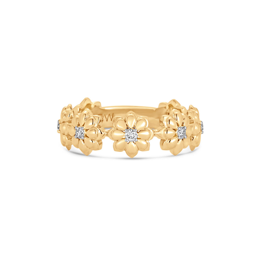 Lierre Gold and Diamond Eternity Flower Ring