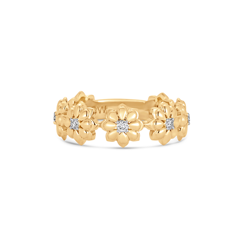 Lierre Gold and Diamond Eternity Flower Ring