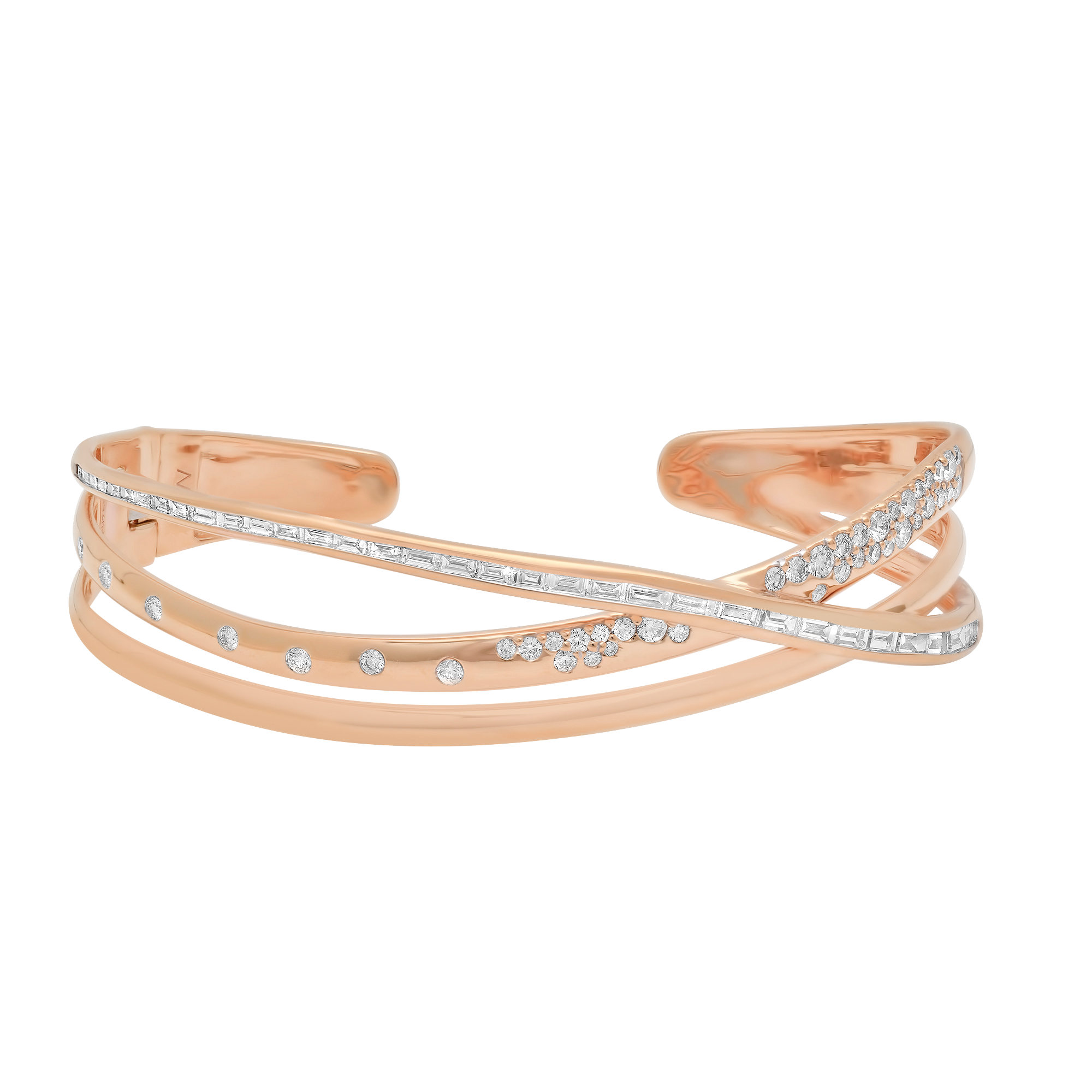 Papua Gold & Diamond Crossover Bangle Cuff