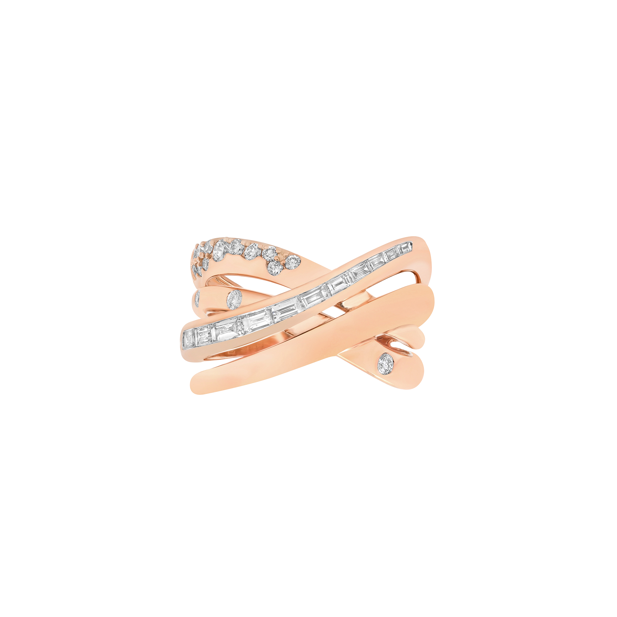 Papua Gold & Diamond Quadruple Crossover Ring