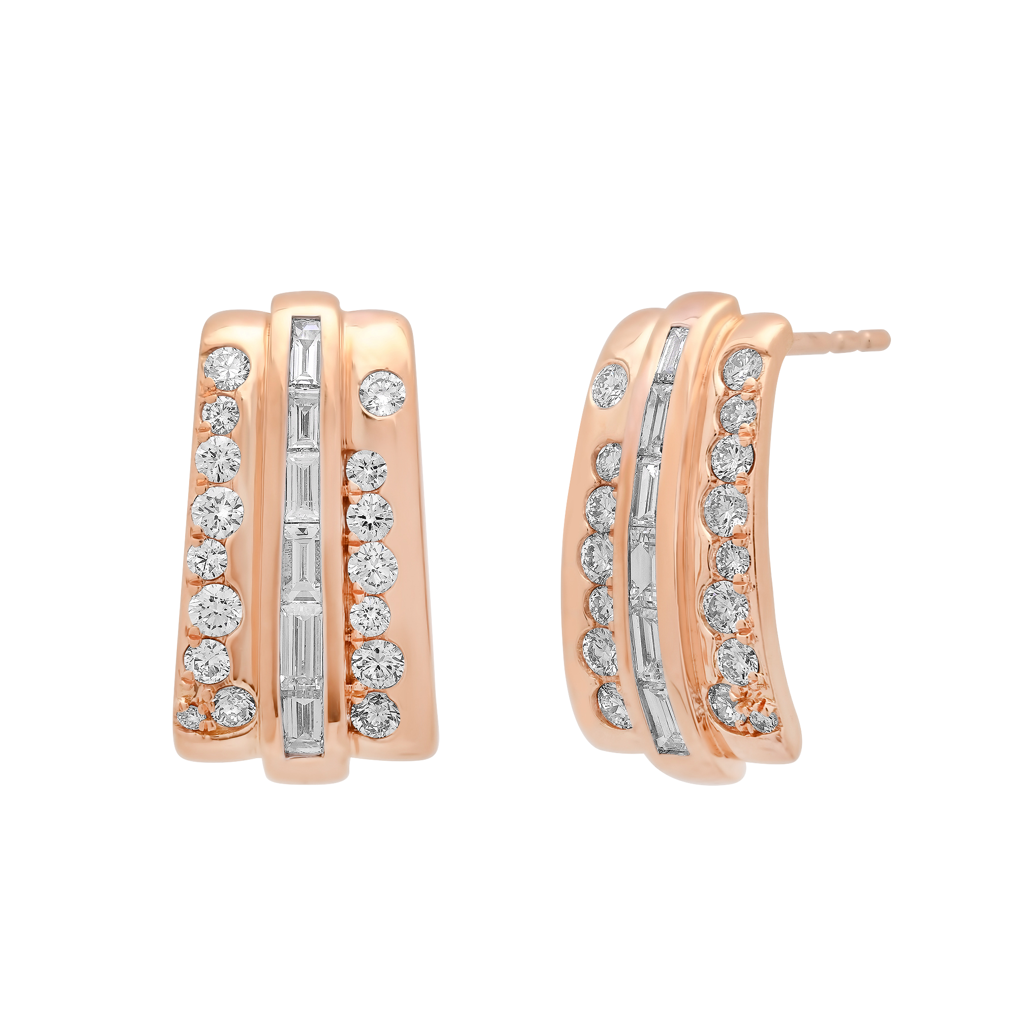Papua Gold & Diamond Triple Row Petite Earring