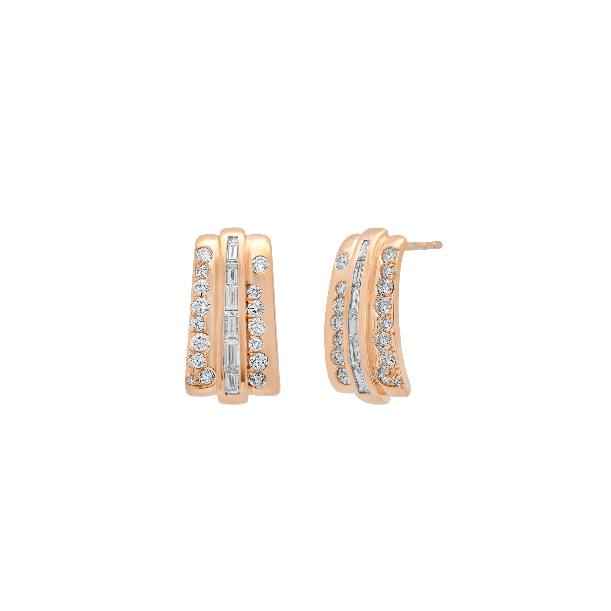 Papua Gold & Diamond Triple Row Petite Earring
