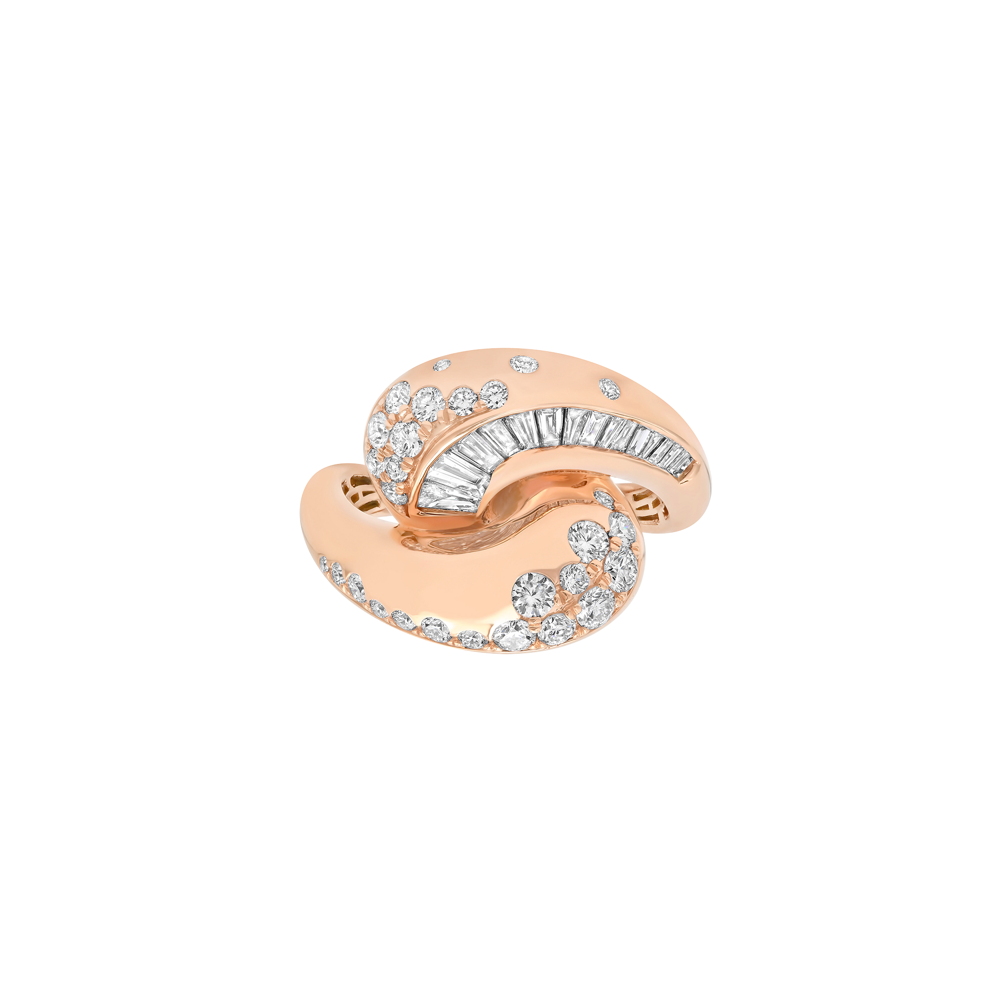 Papua Gold & Diamond Wave Bypass Ring