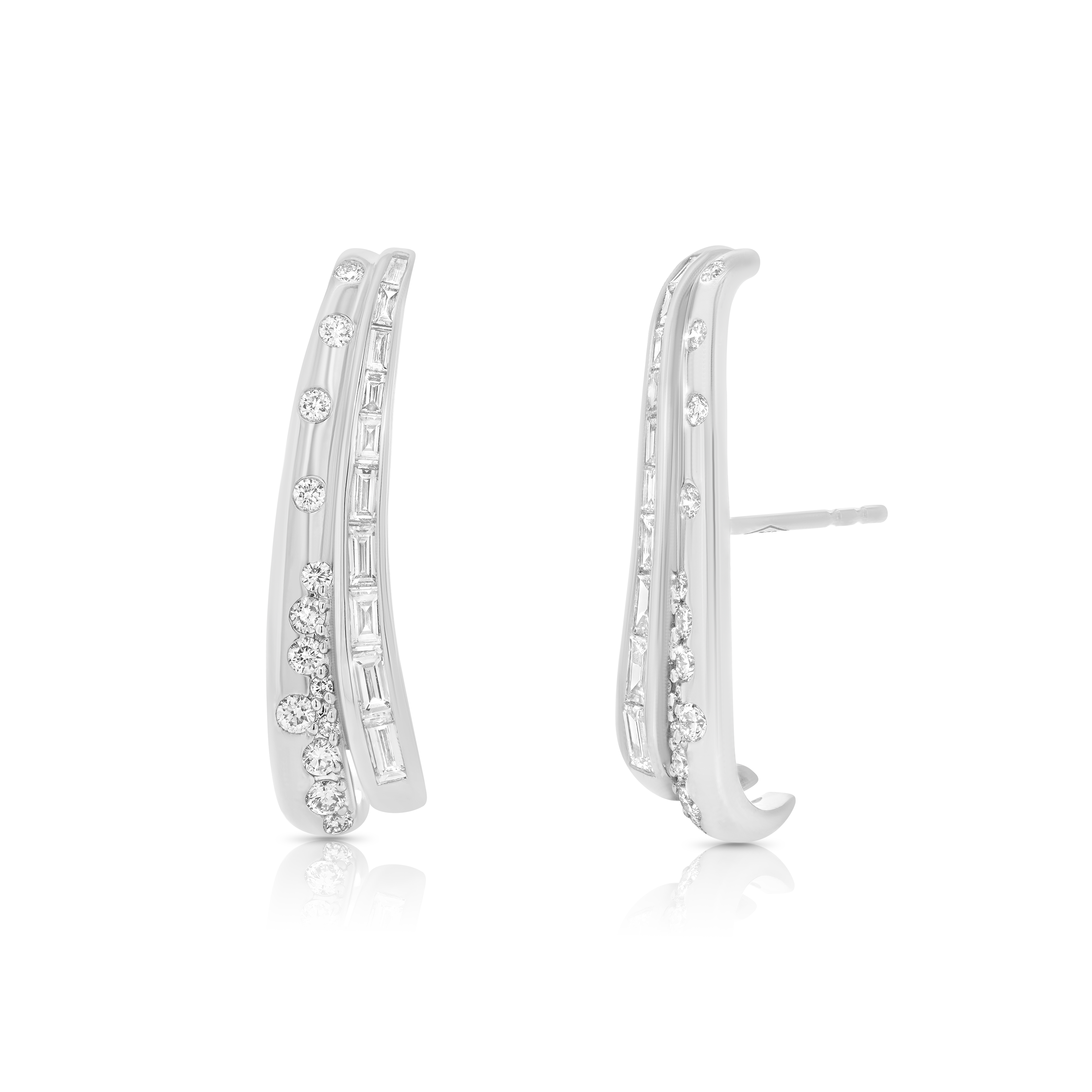 Papua Gold & Diamond Curved Double Row Earring