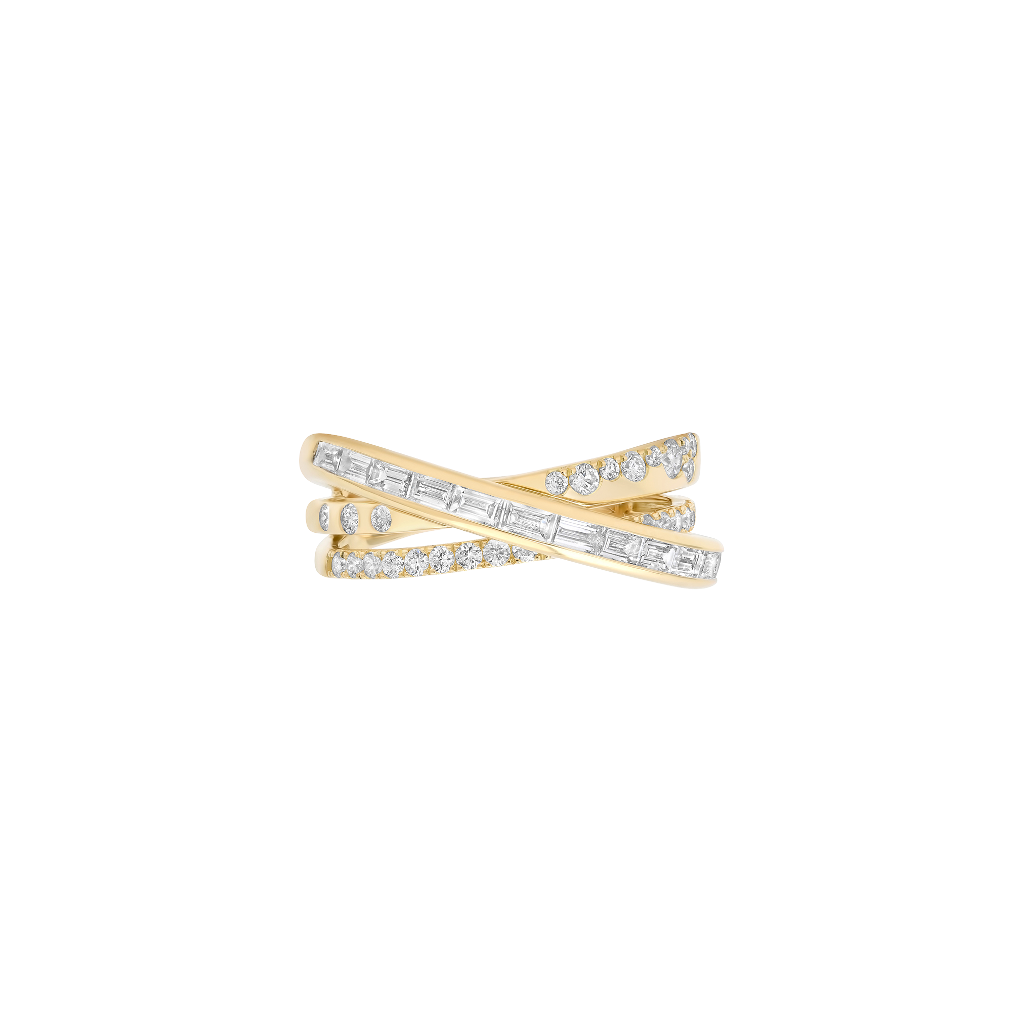 Papua Gold & Diamond Triple Crossover Ring
