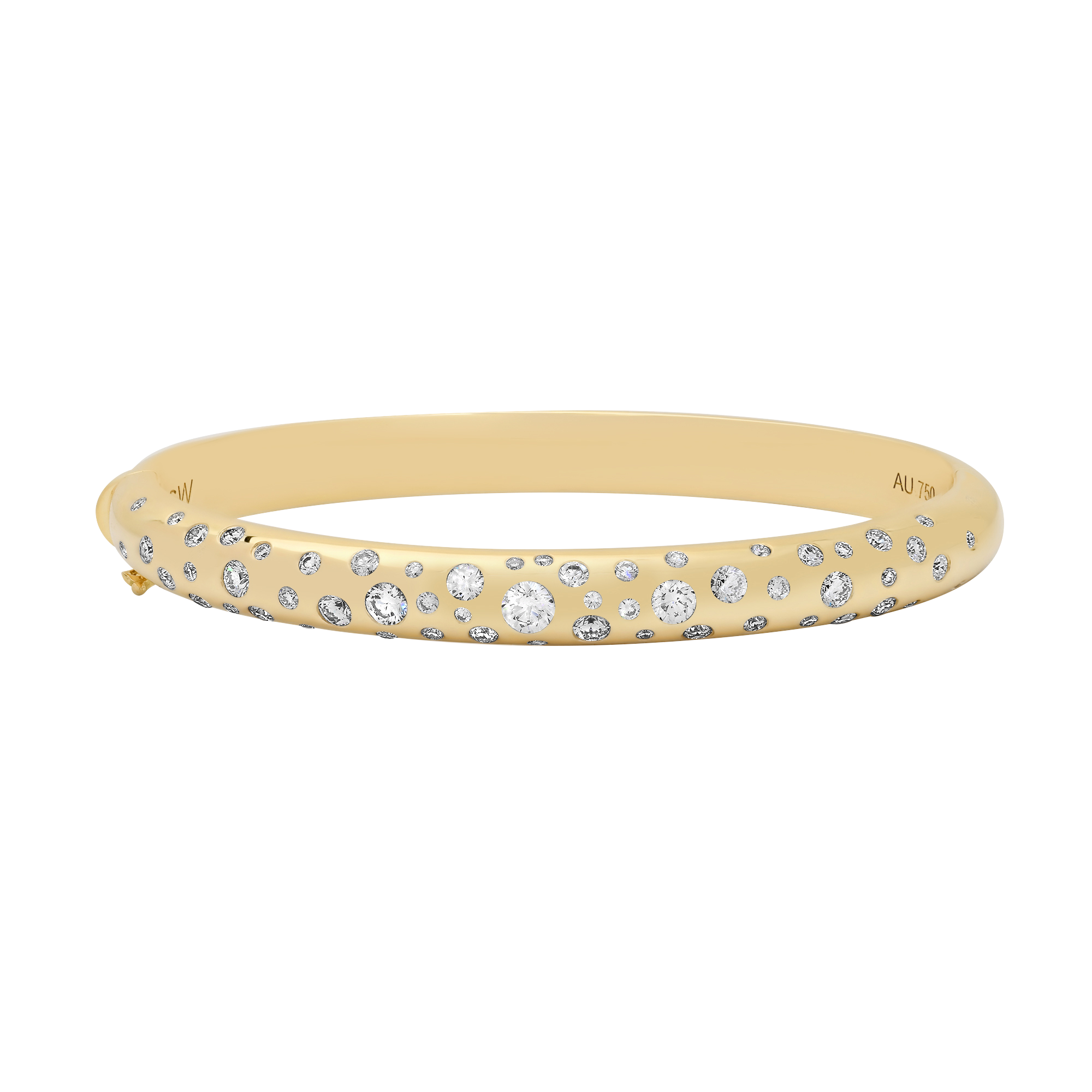Papua Gold White Diamond Bubble Bangle