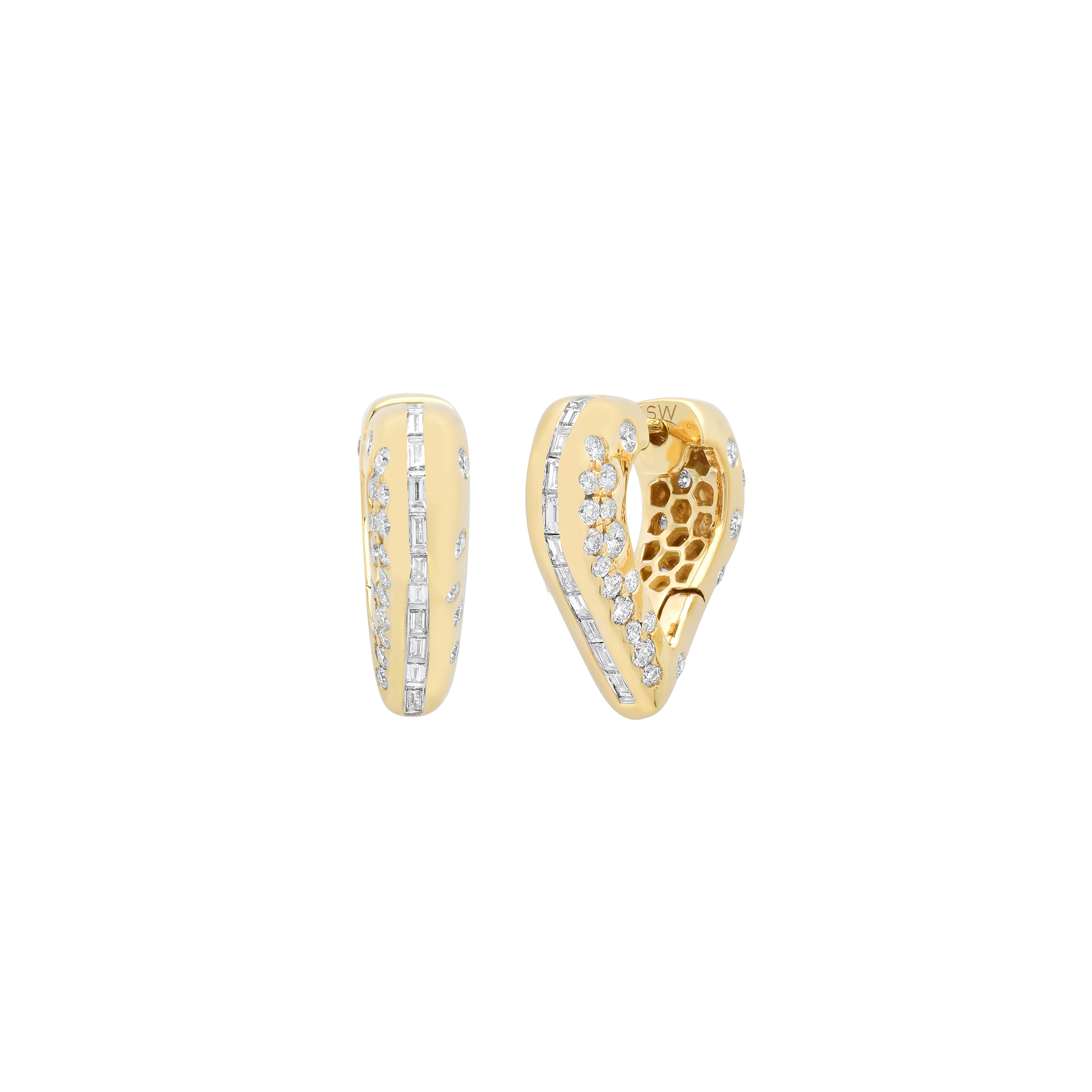 Papua Gold & Diamond Medium Heart Hoop