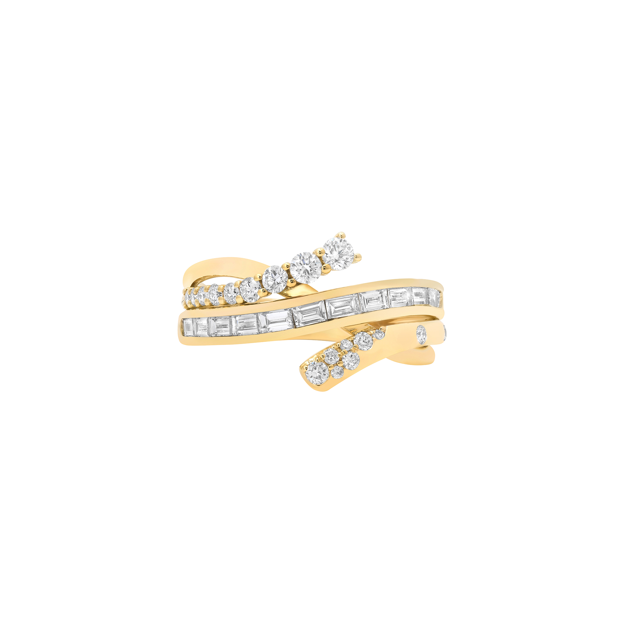 Papua Gold & Diamond Partial Triple Crossover Ring