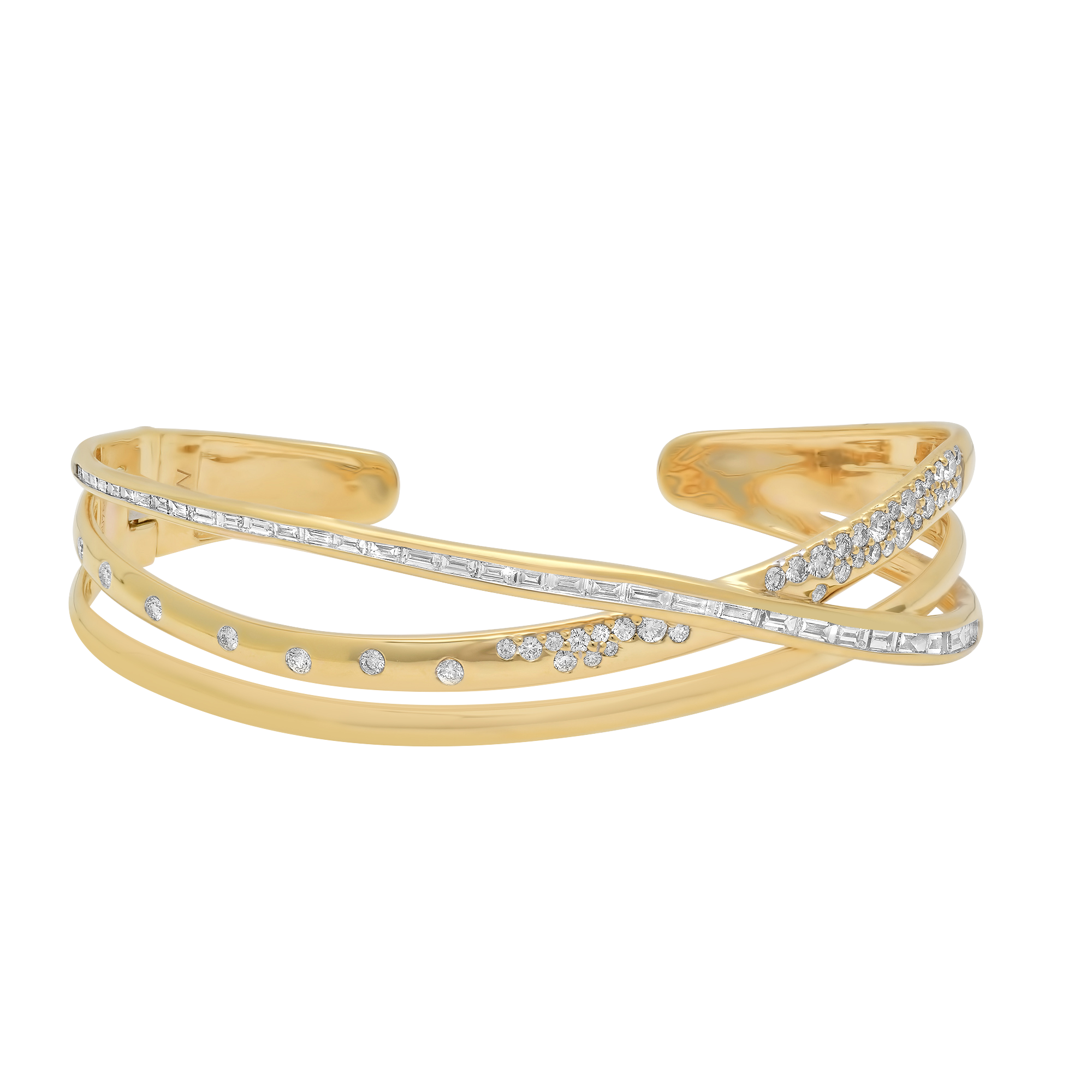 Papua Gold & Diamond Crossover Bangle Cuff