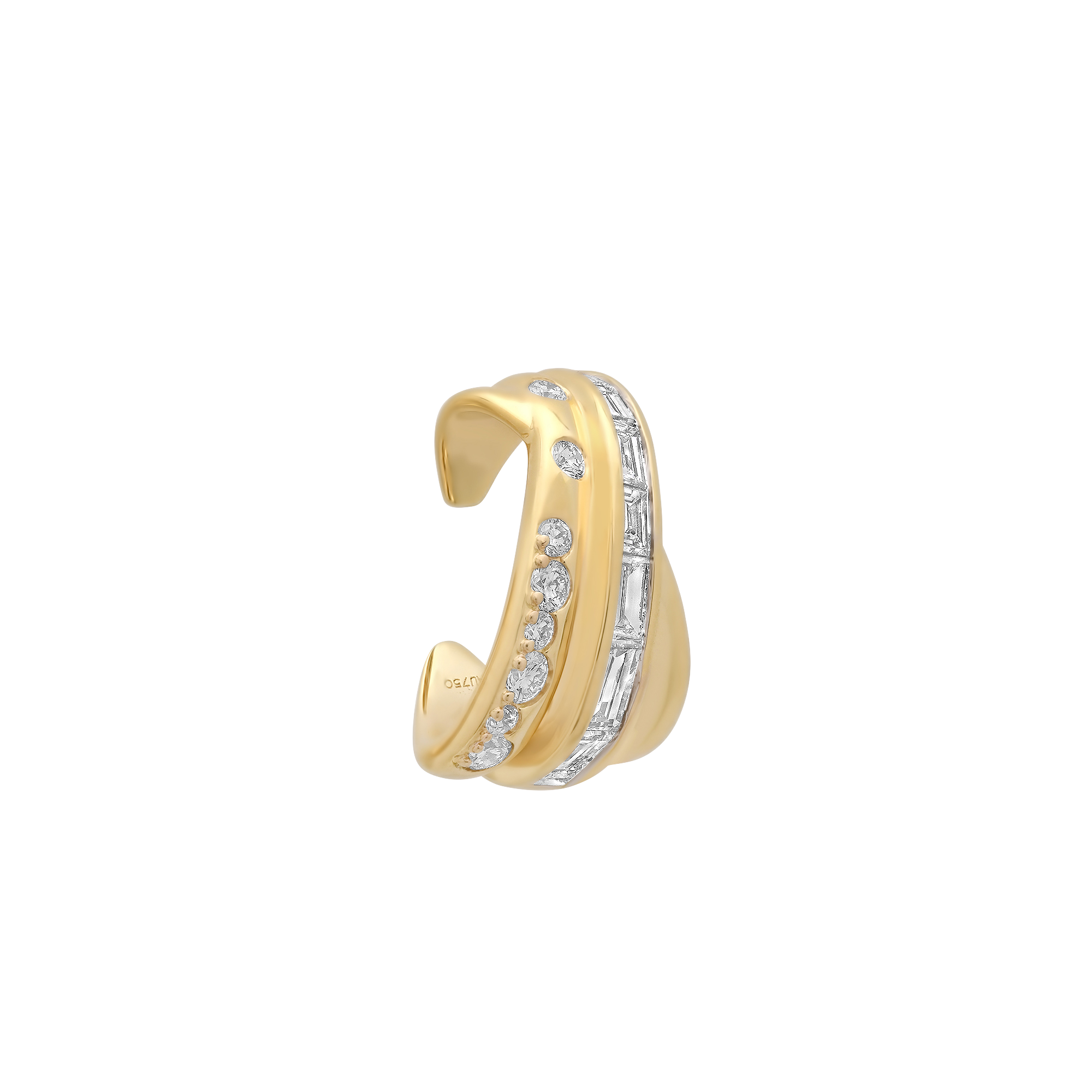 Papua Gold & Diamond Triple Crossover Ear Cuff